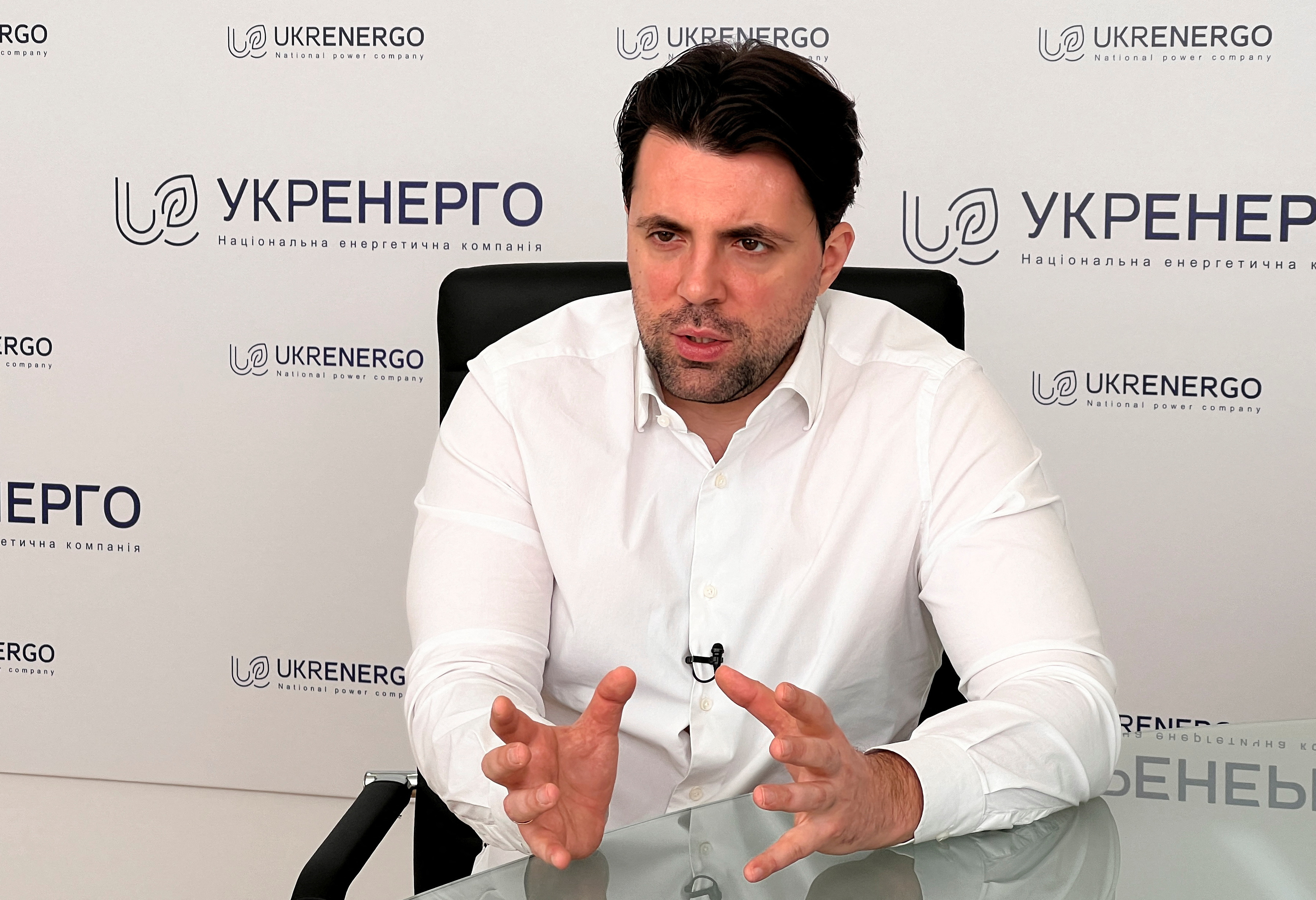 Kudrytskyi, CEO of Ukrenergo National Energy electricity transmission system operator speaks with Reuters in Kyiv,