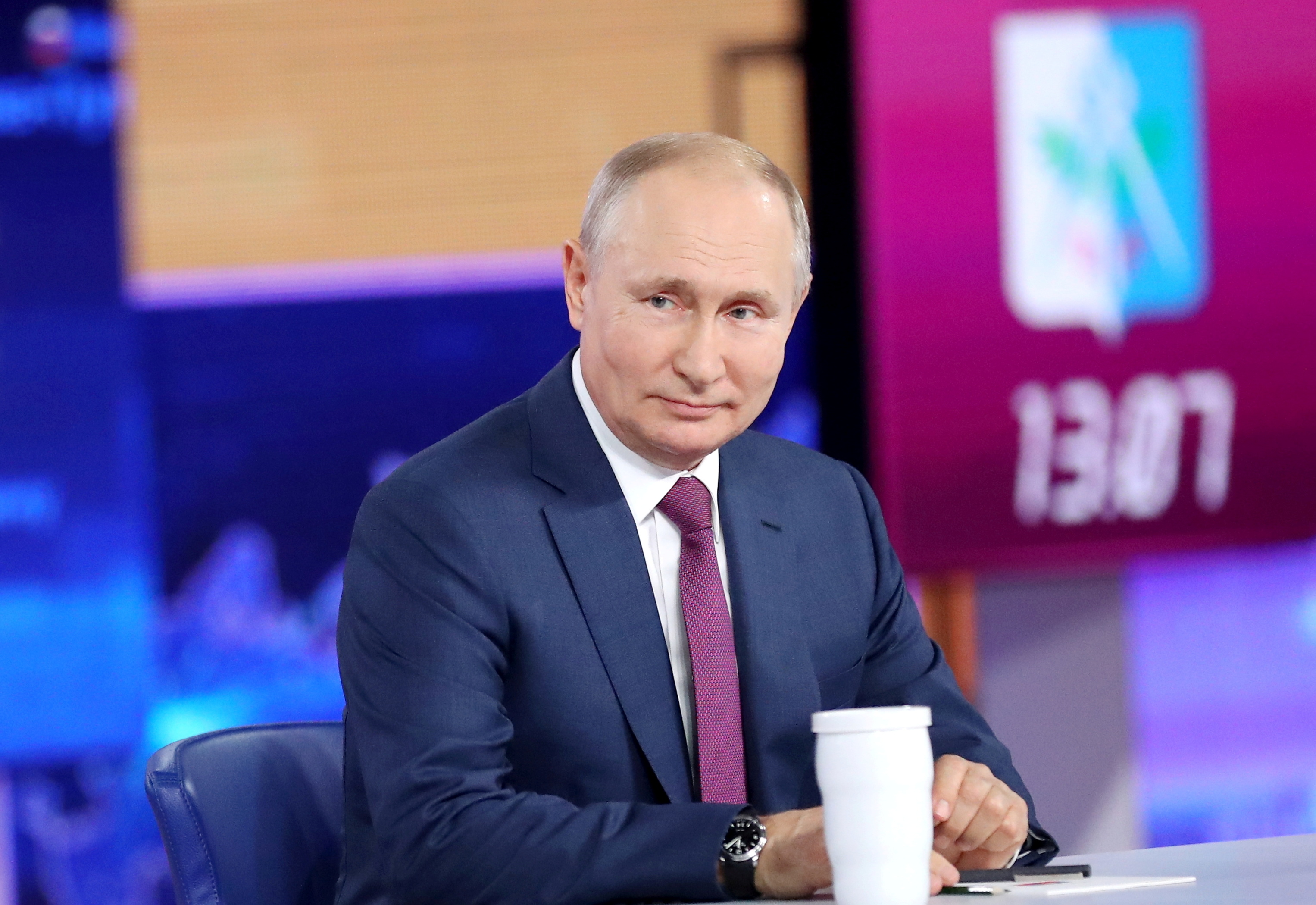 Russian President Vladimir Putin takes part in an annual nationwide televised phone-in show in Moscow, Russia June 30, 2021. Sputnik/Sergei Savostyanov/Pool via REUTERS  