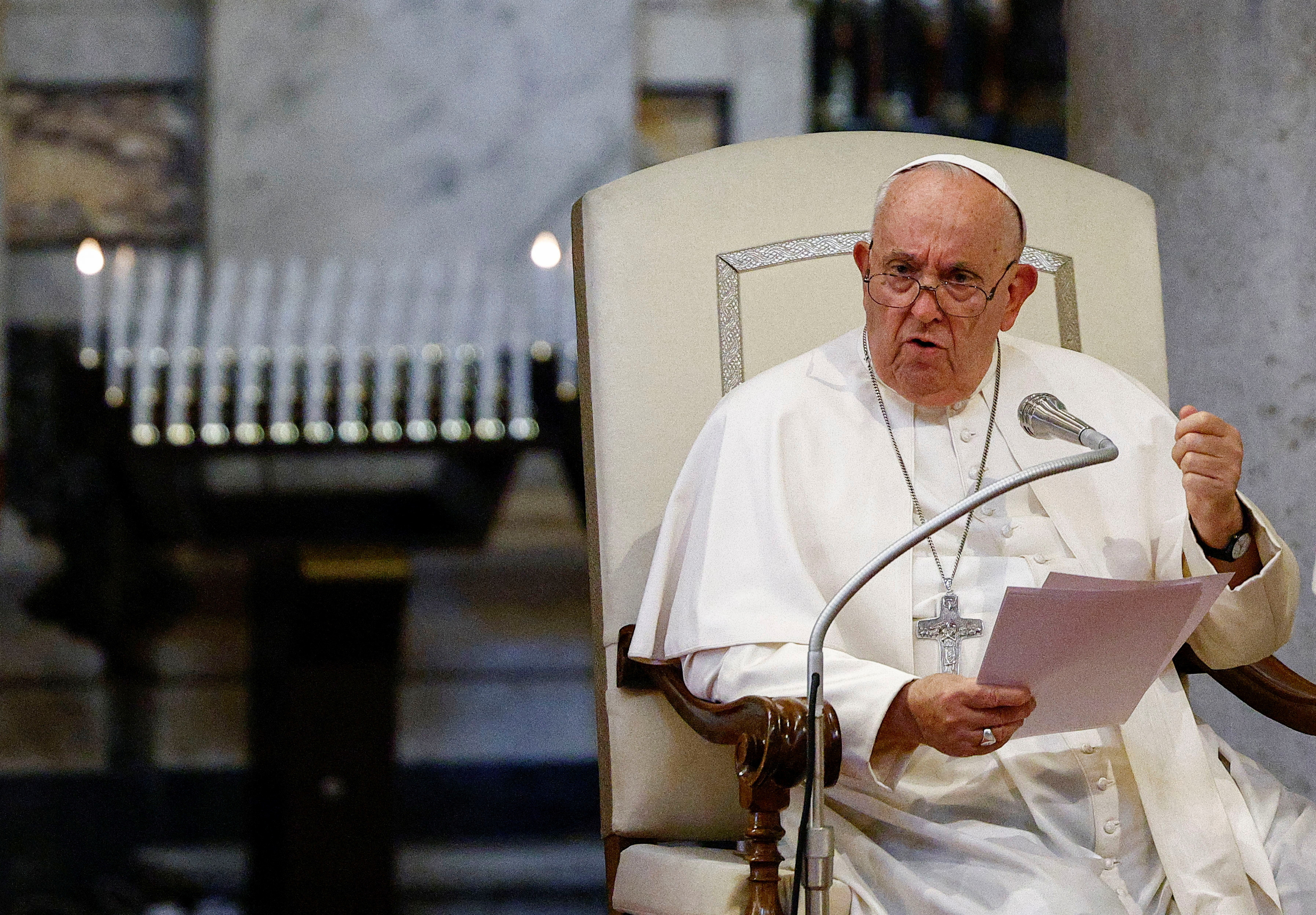 Pope Francis attends Vespers prayer service at Saint Mary Major Basilica, in Rome