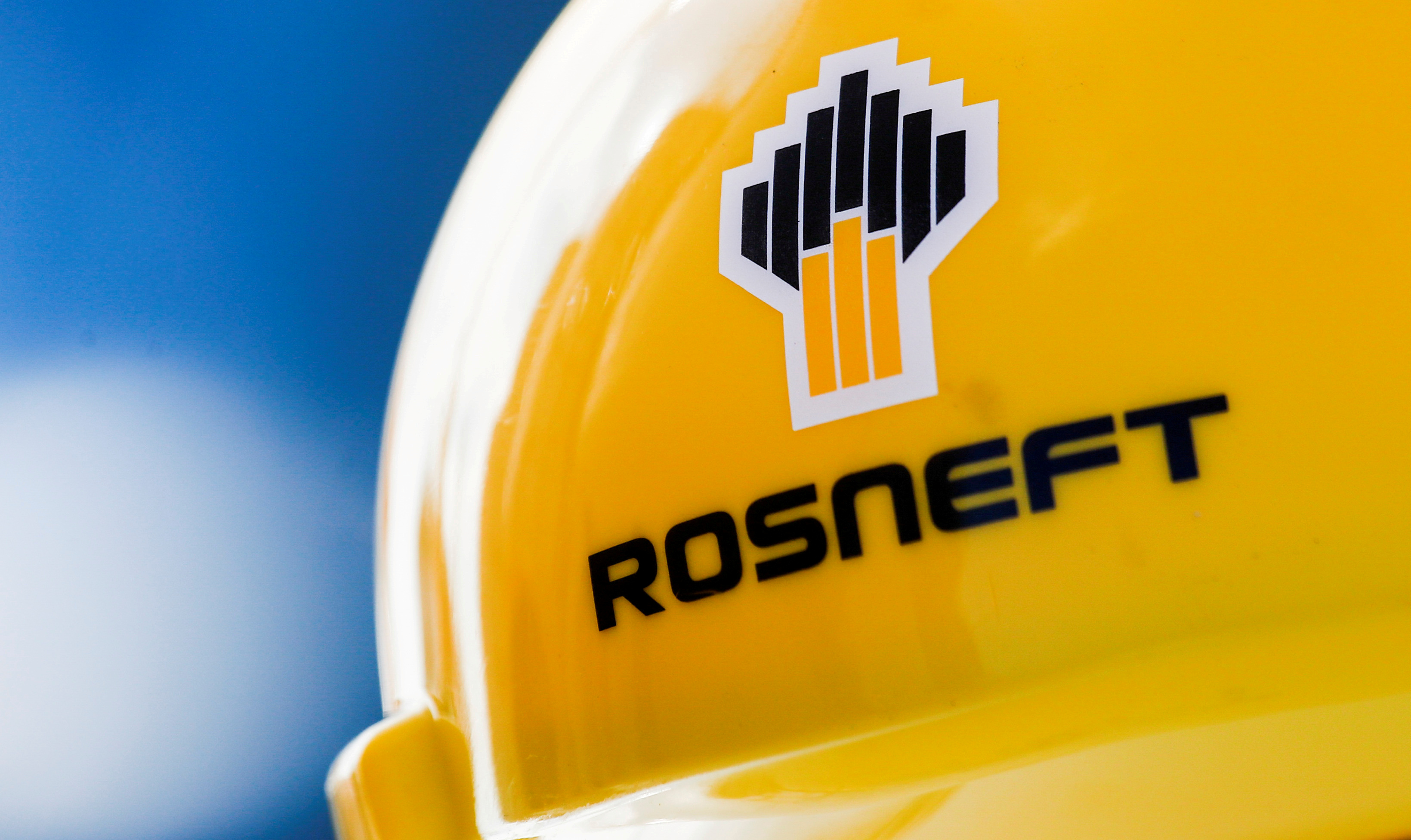 The Rosneft logo is pictured on a safety helmet in Vung Tau, Vietnam April 27, 2018. Picture taken April 27, 2018. REUTERS/Maxim Shemetov