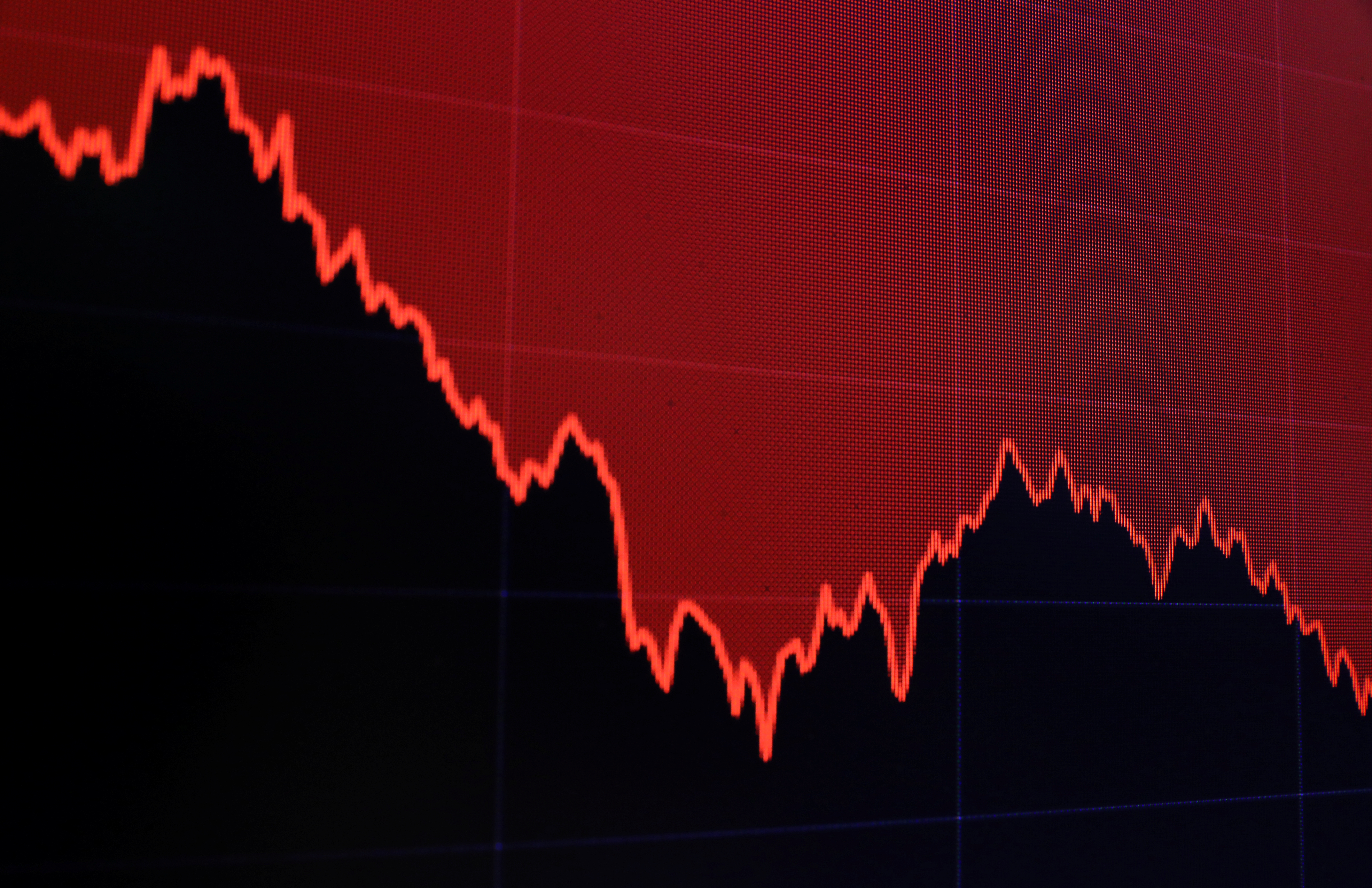 A graph indicating the Dow Jones Industrial Average is shown on a monitor at the close of trading on the floor at the New York Stock Exchange (NYSE) in New York City