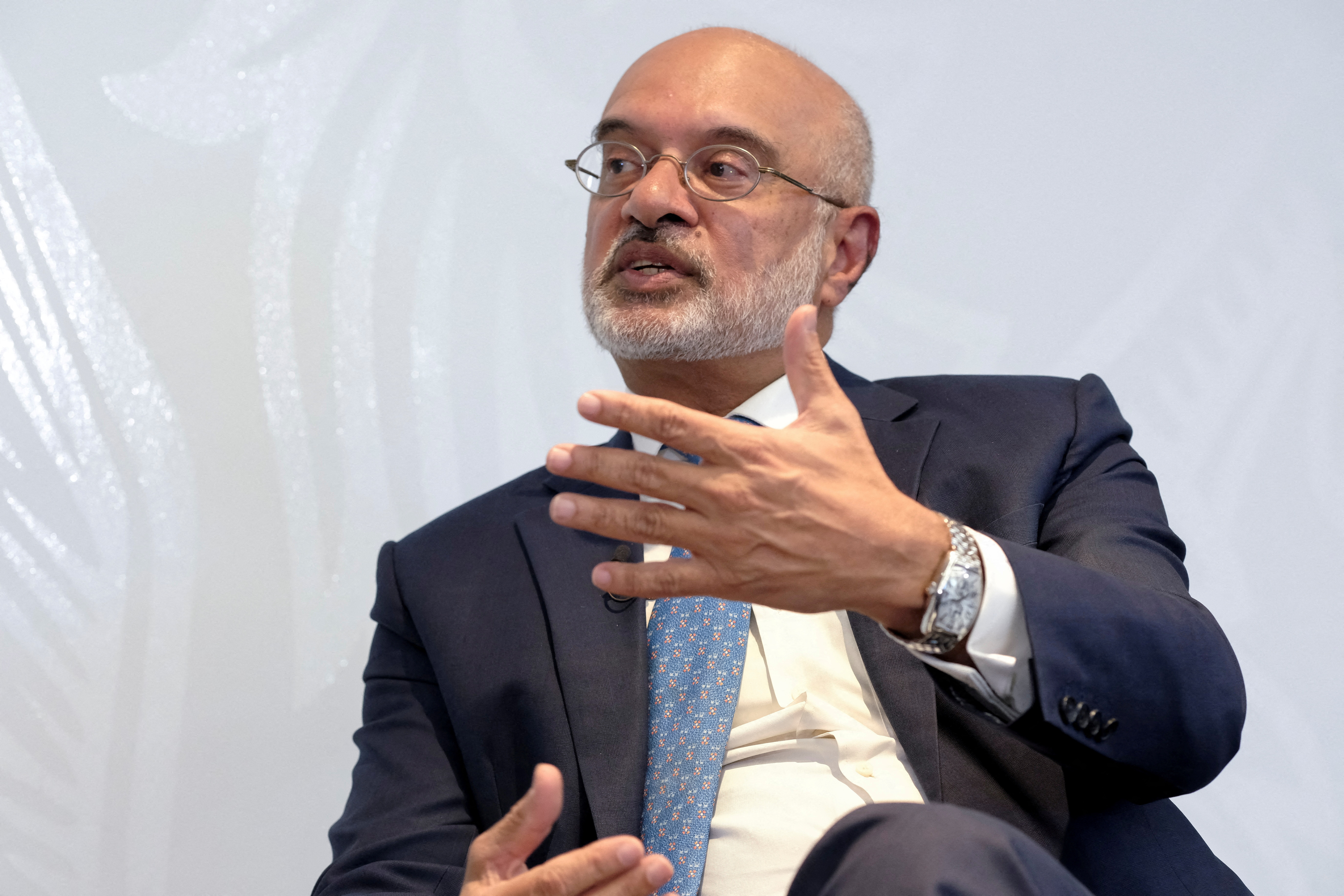 DBS CEO Piyush Gupta speaks during a Reuters Newsmaker event in Singapore