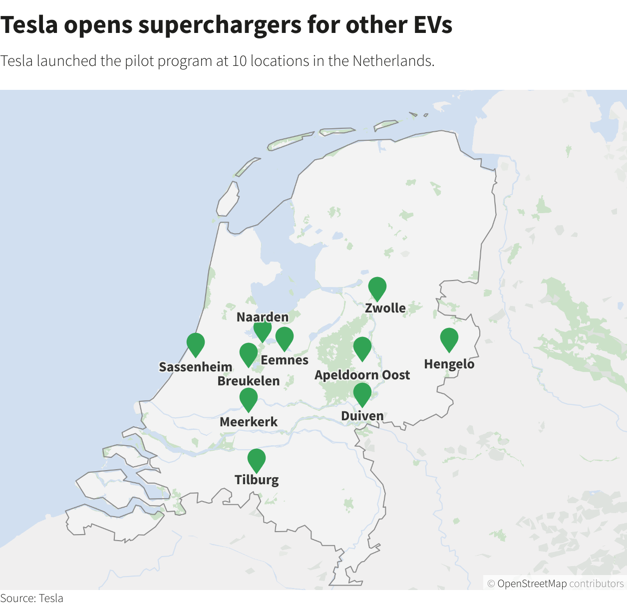 Tesla opens superchargers for other EVs