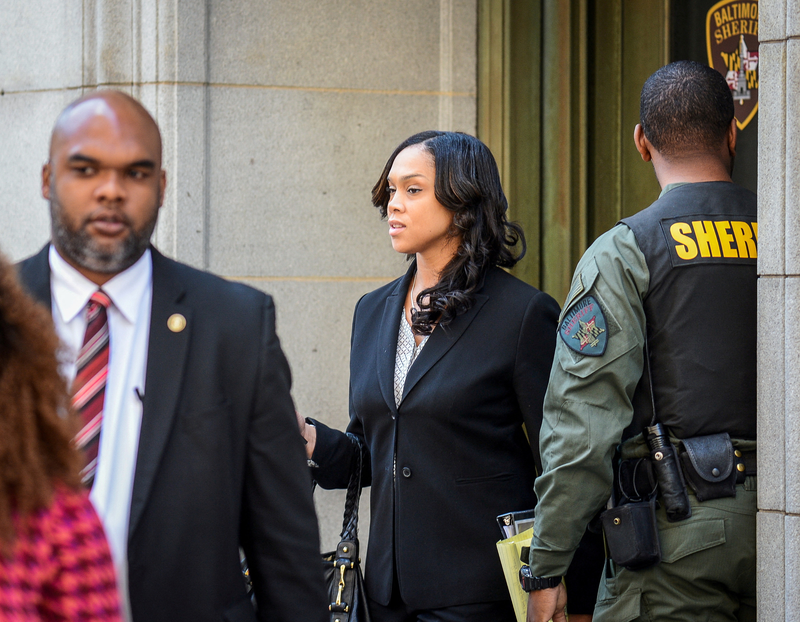 Baltimore City State's Attorney Marilyn Mosby departs the courthouse in Baltimore