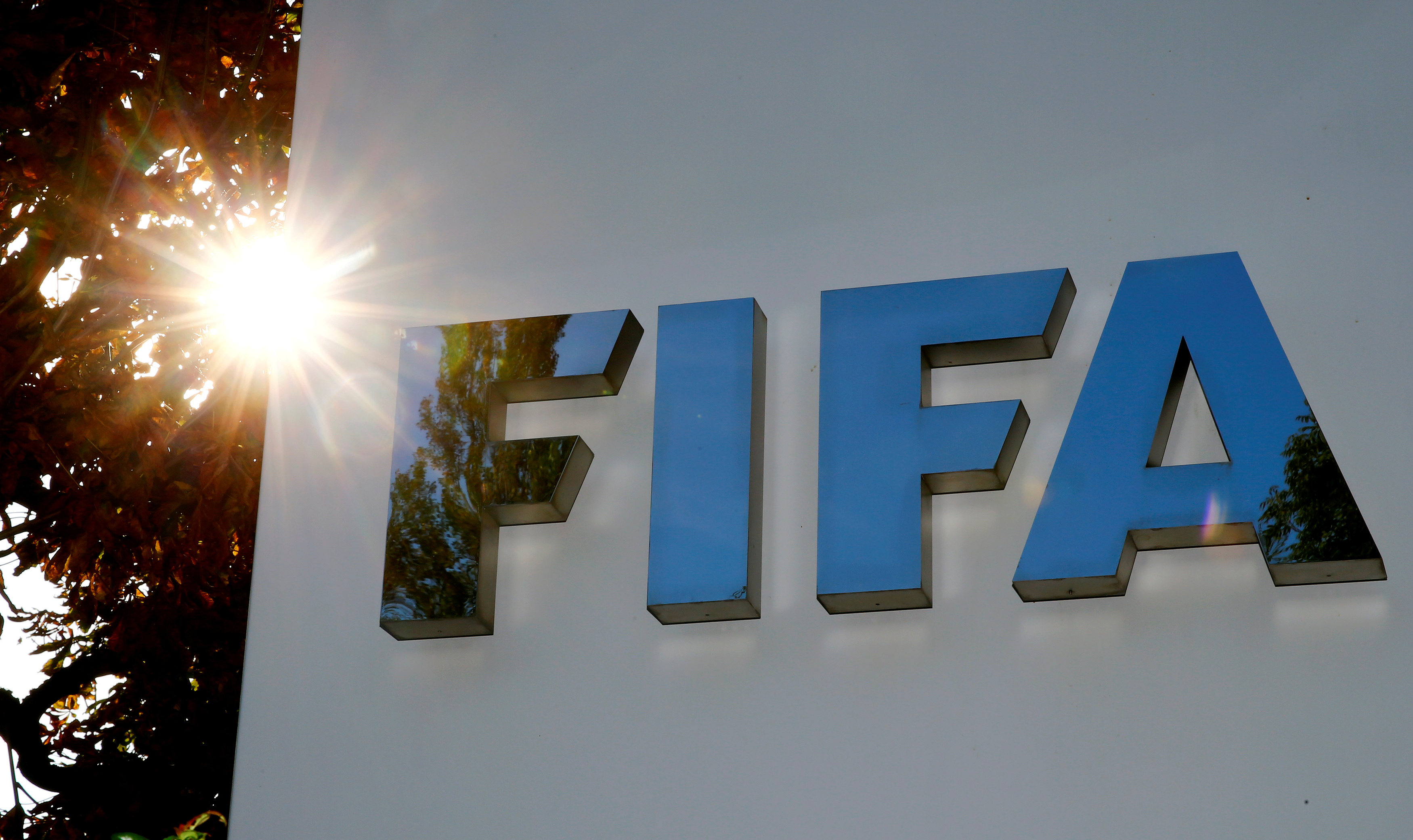 Logo of FIFA is seen in Zurich