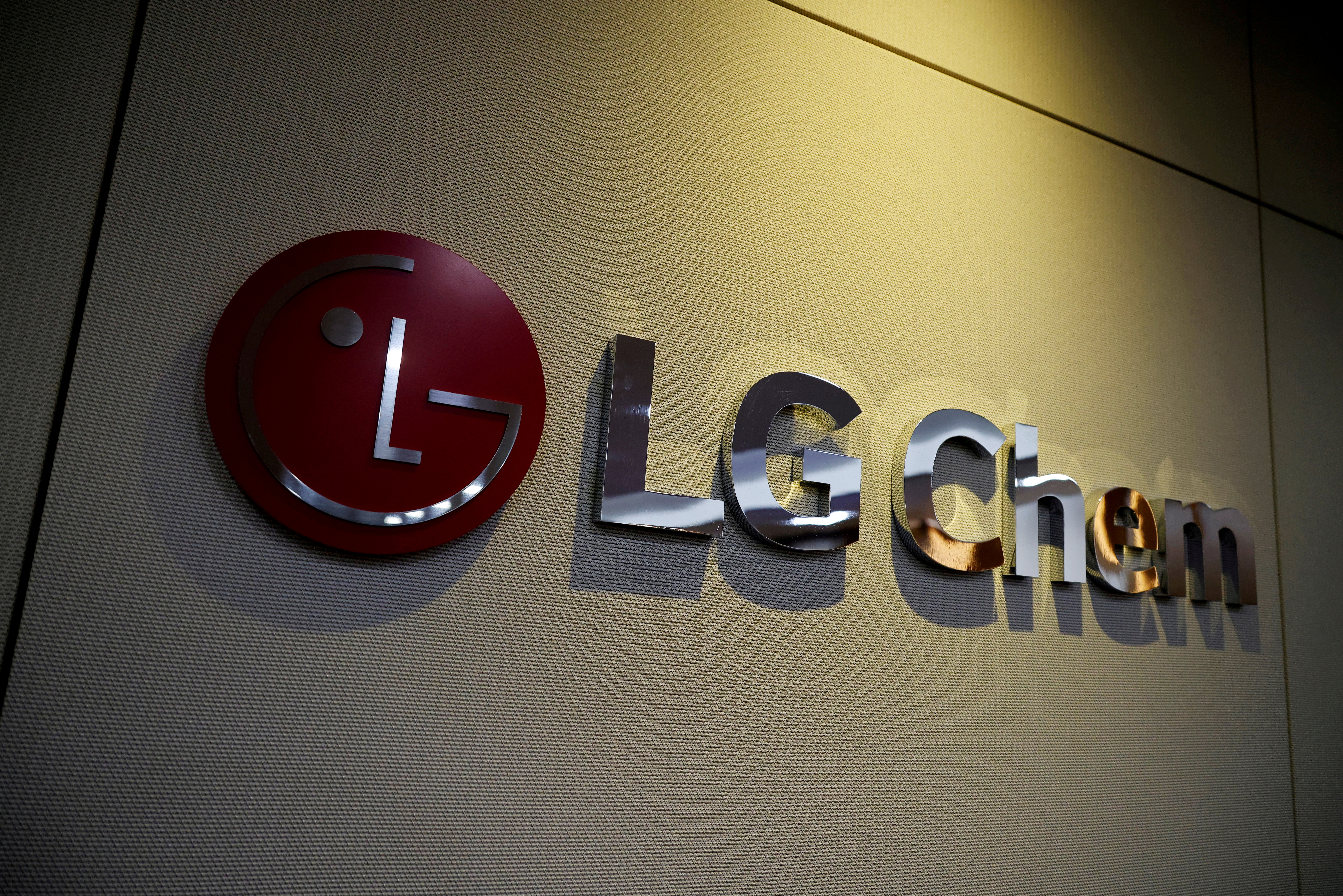 The logo of LG Chem is seen at its office building in Seoul, South Korea, October 16, 2020.   REUTERS/Kim Hong-Ji/File Photo//File Photo