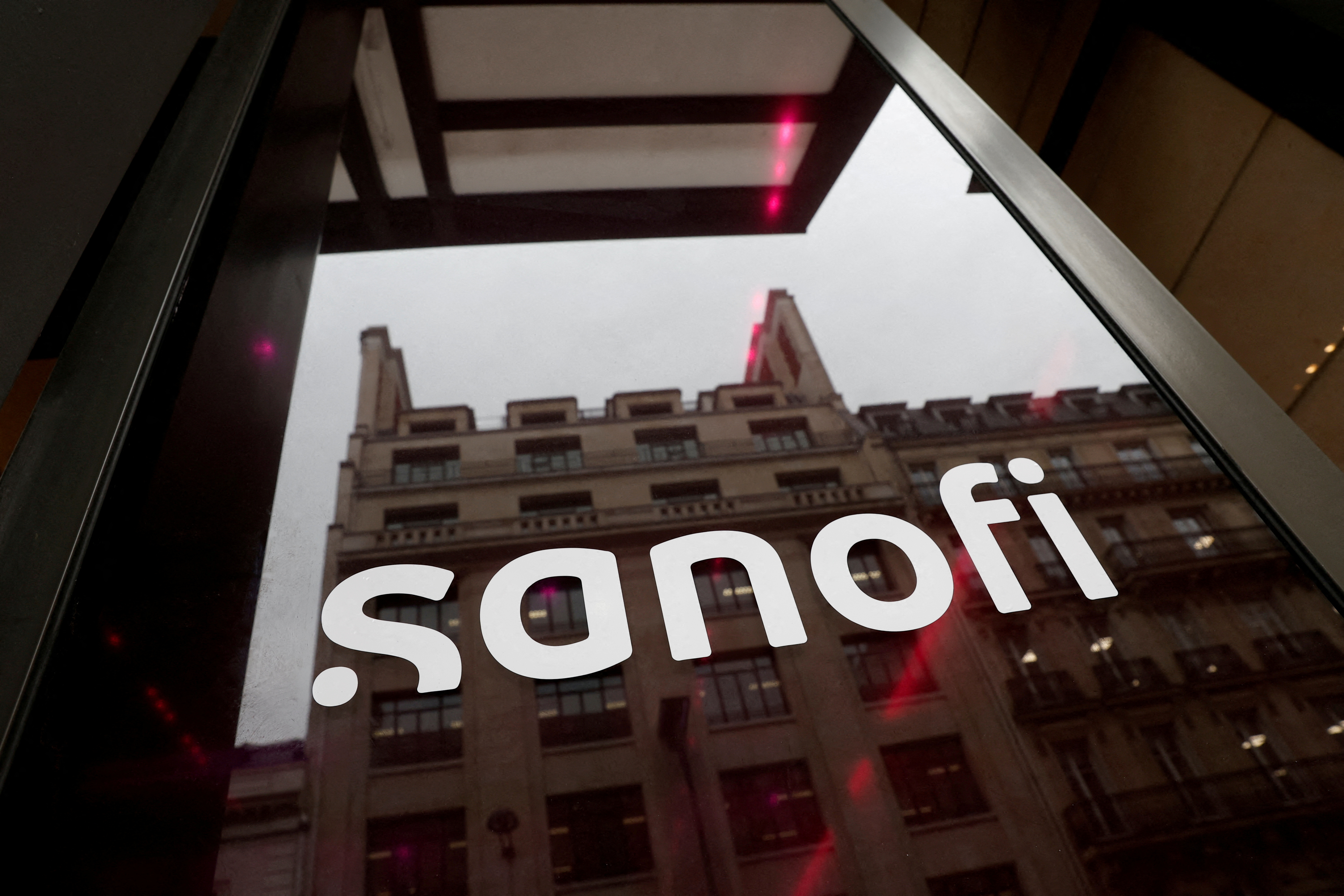 Sanofi logo at the company's headquarters