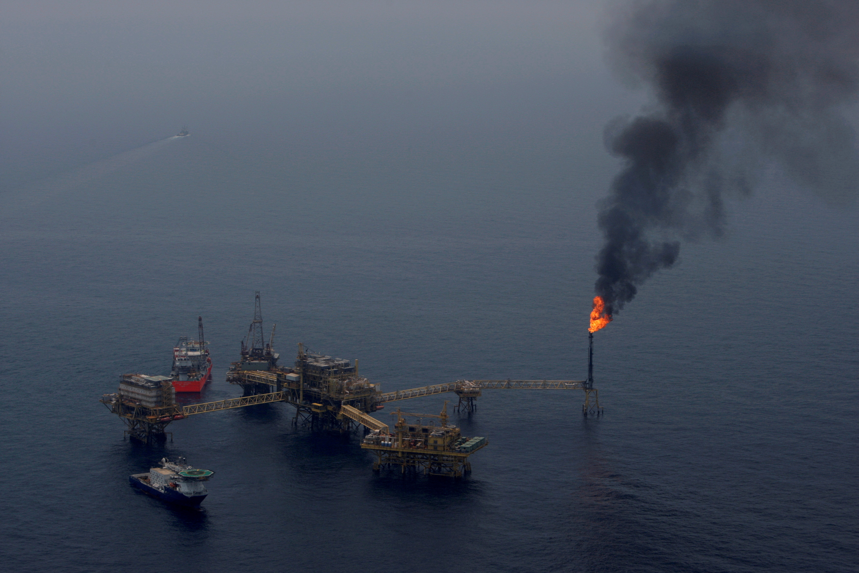 Gas flaring is seen at Mexico's state-run oil monopoly Pemex platform "Ku Maloob Zaap" in the Northeast Marine Region of Pemex Exploration and Production in the Bay of Campeche