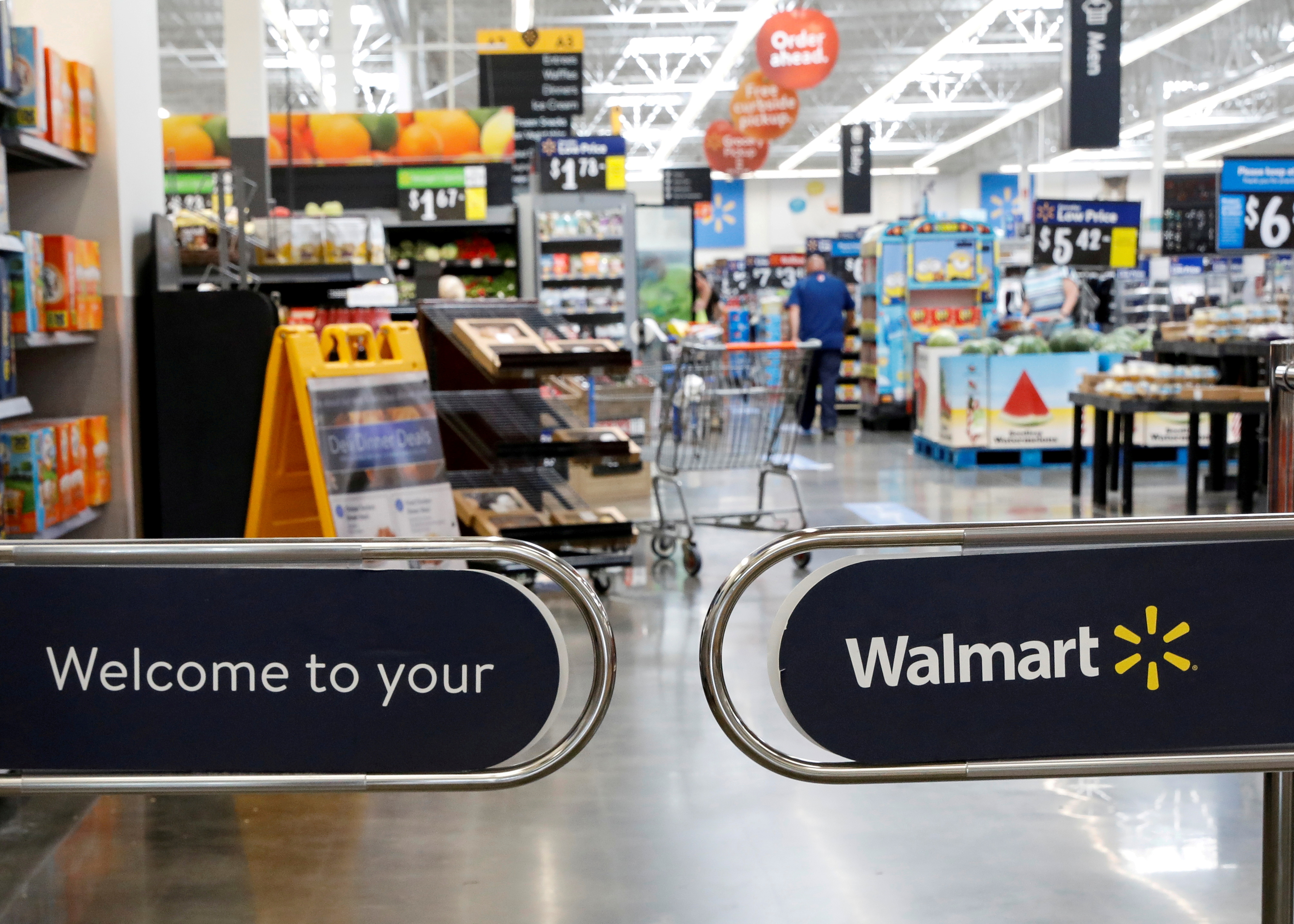 The entrance to a Walmart store is seen in Bradford, Pennsylvania