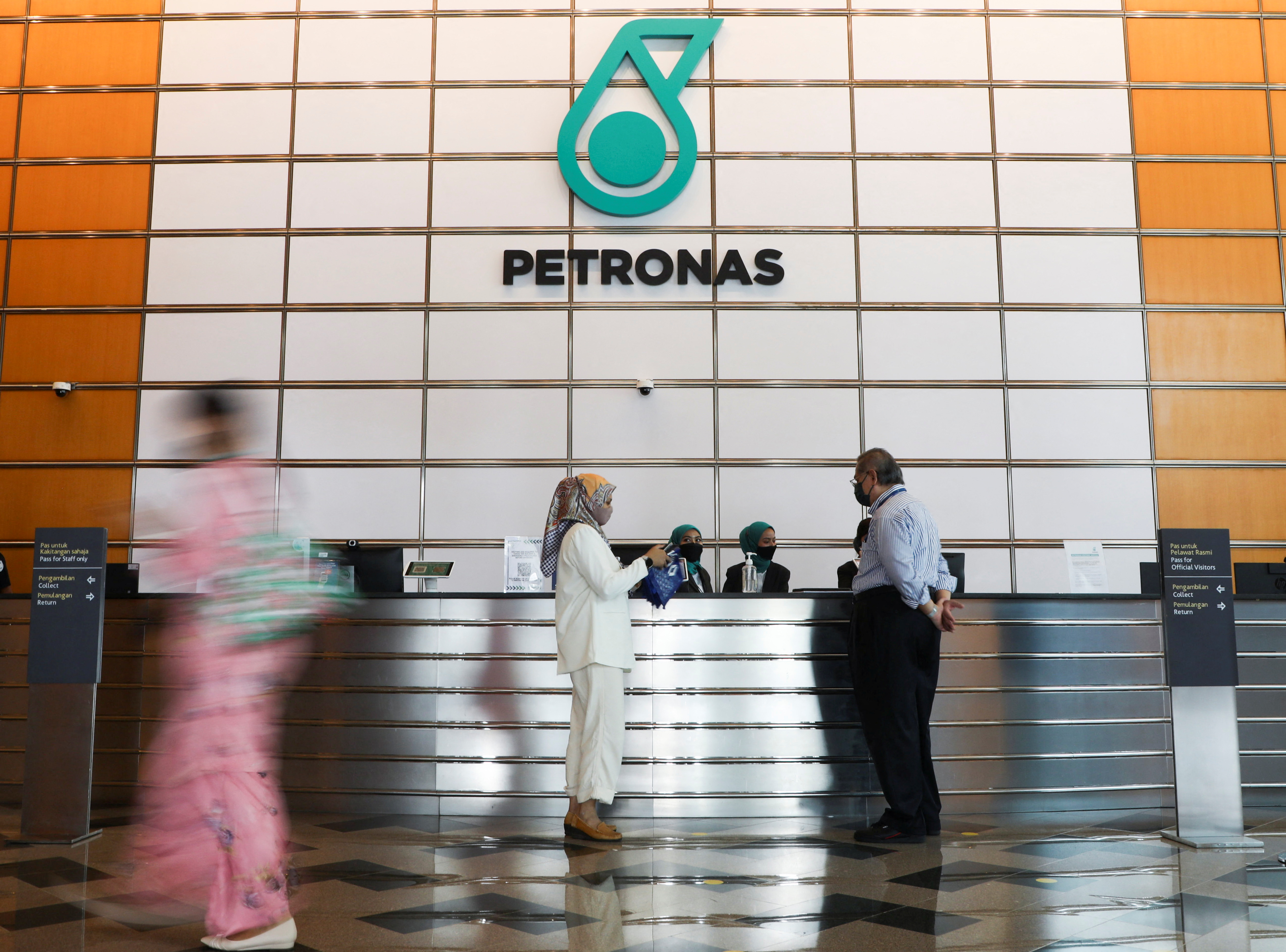 A logo of Petronas is seen at their office in Kuala Lumpur
