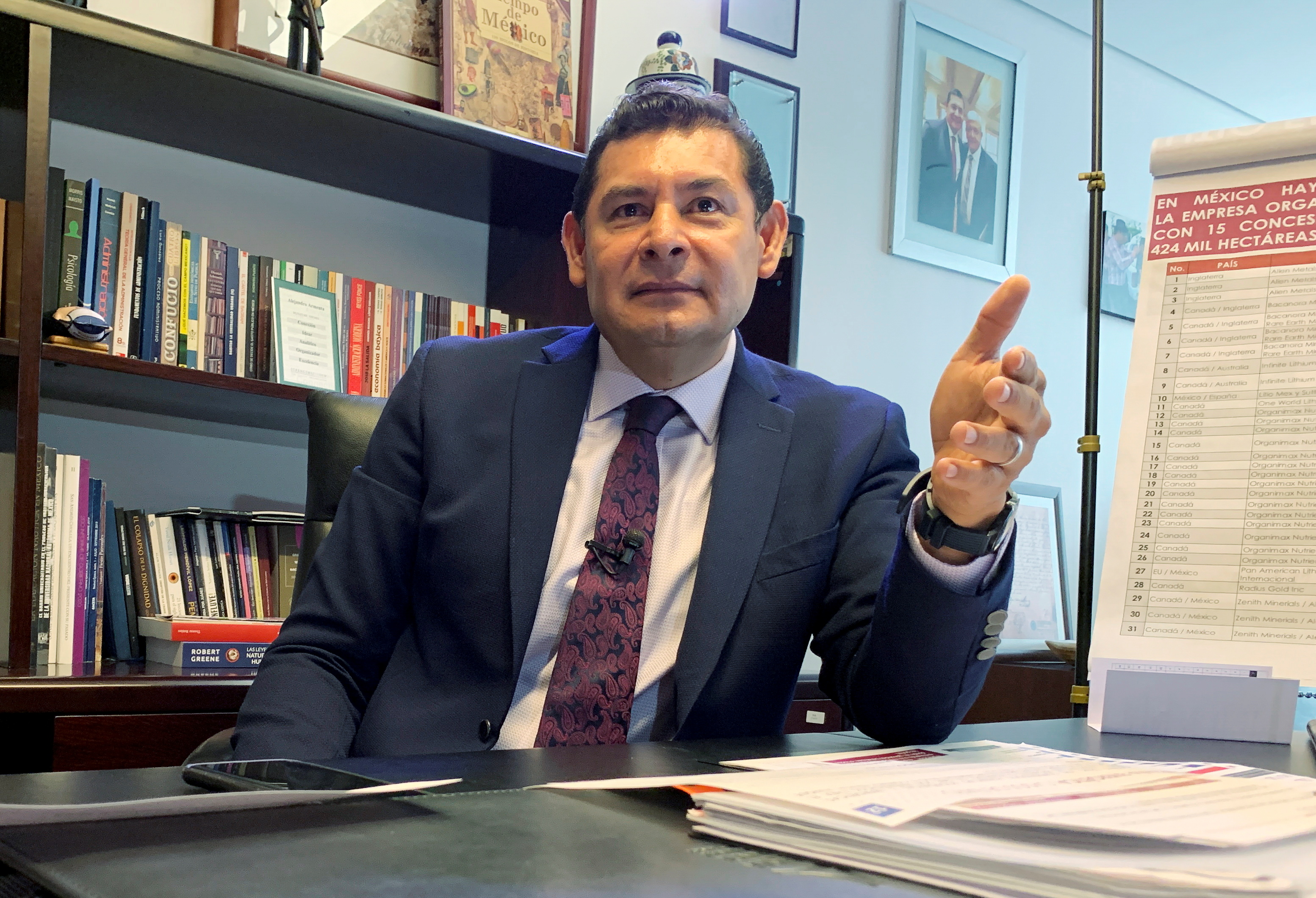 Interview with Senator Alejandro Armenta Mier at his office in Mexico City