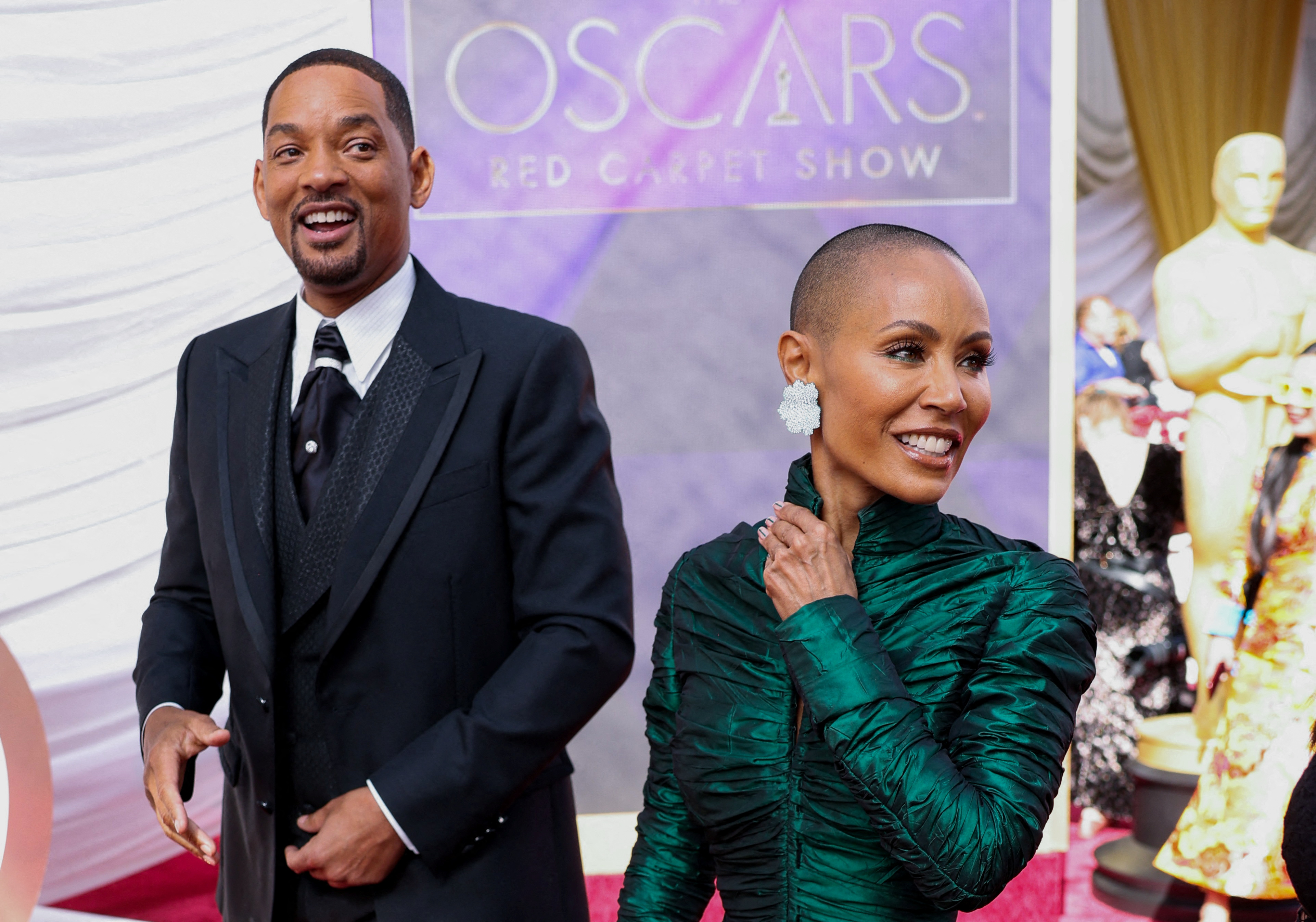 Will Smith and Jada Pinkett Smith pose on the red carpet during the Oscars arrivals at the 94th Academy Awards in Hollywood, Los Angeles, California, U.S.