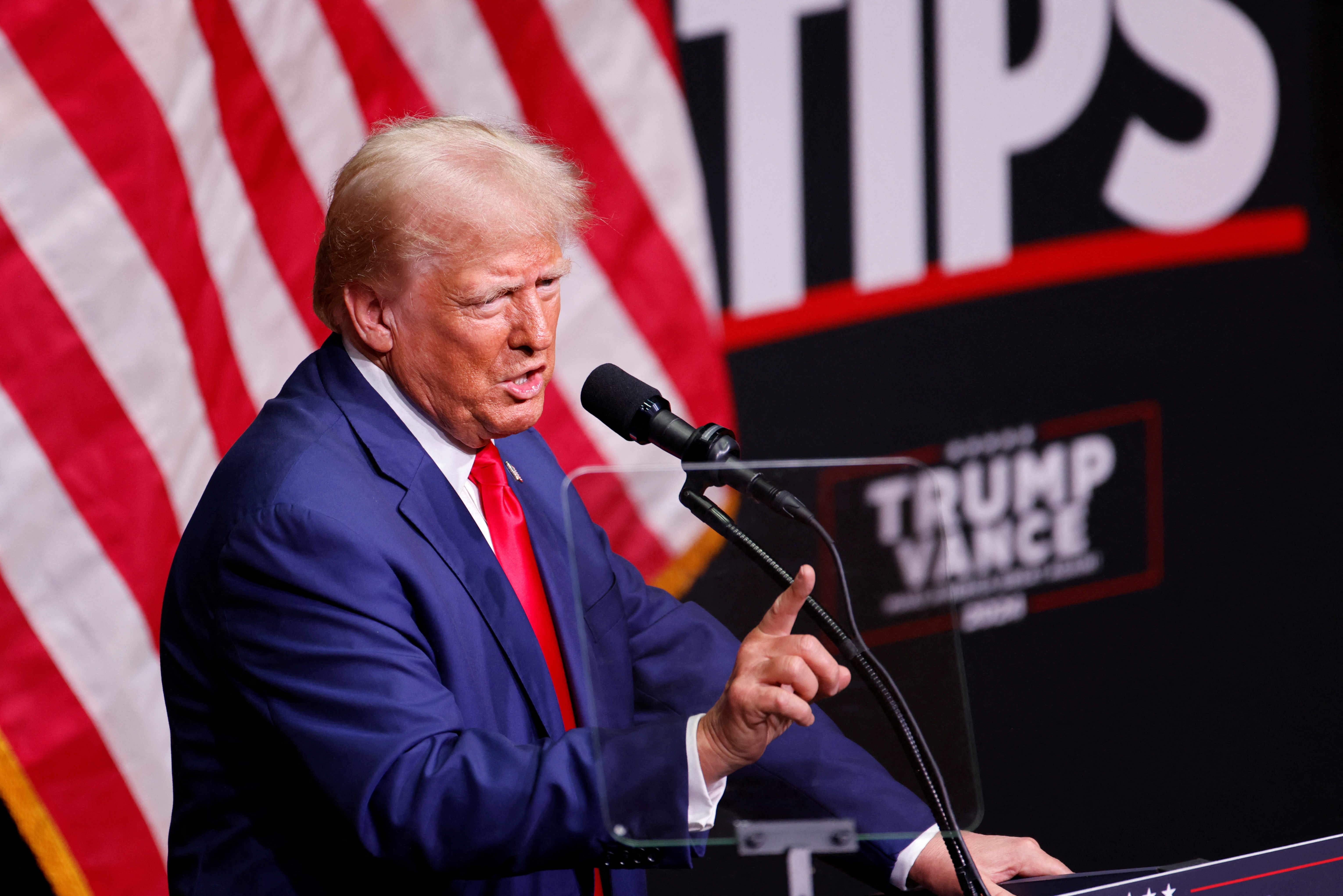 Republican presidential nominee and former U.S. President Donald Trump attends a campaign event in Asheville, North Carolina