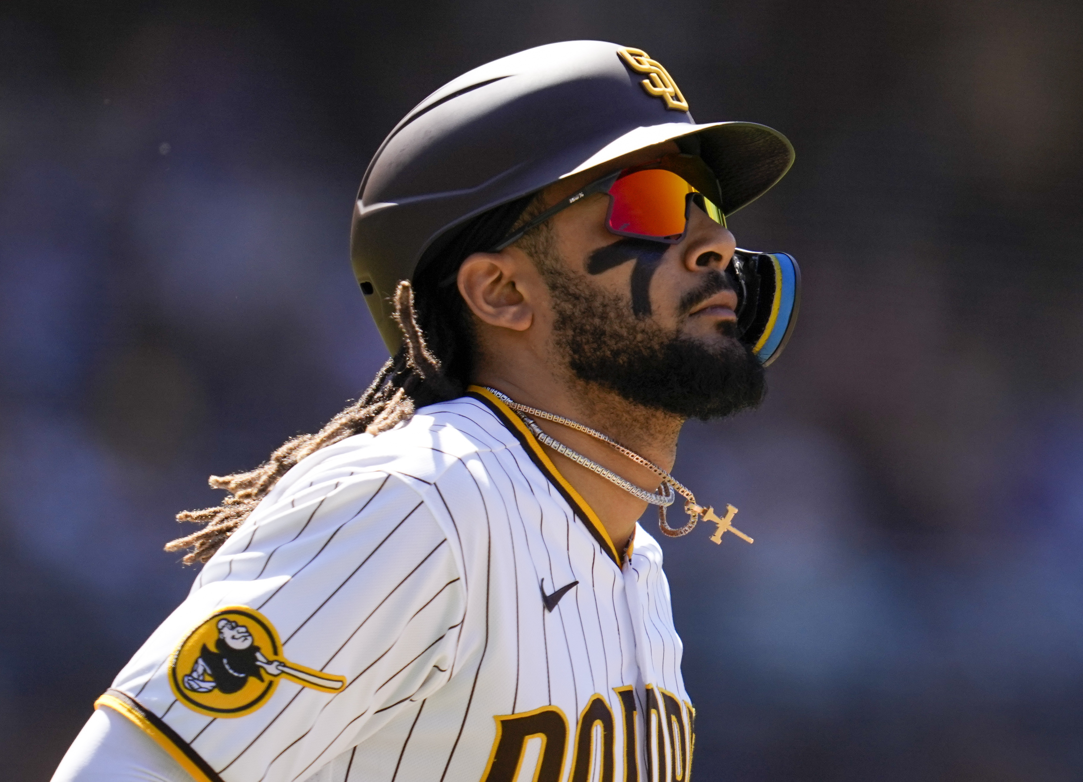 San Diego Padres catcher Brett Sullivan turns after catching a