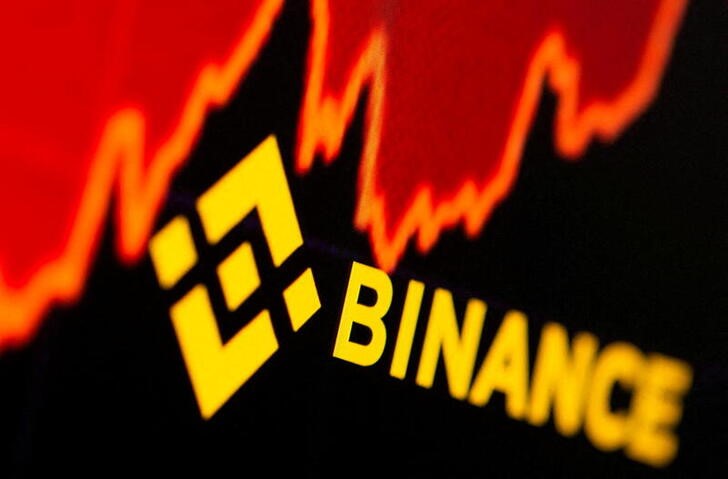 Binance logo and stock graph are displayed in this illustration