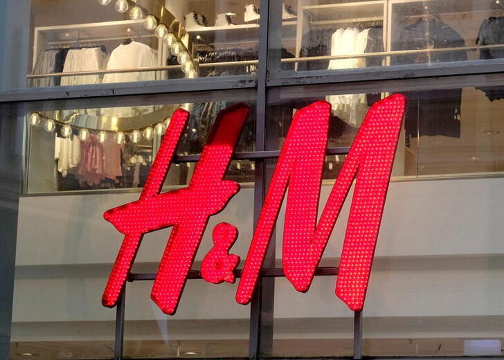 The H&M logo is seen on one of the Swedish retailer's shops