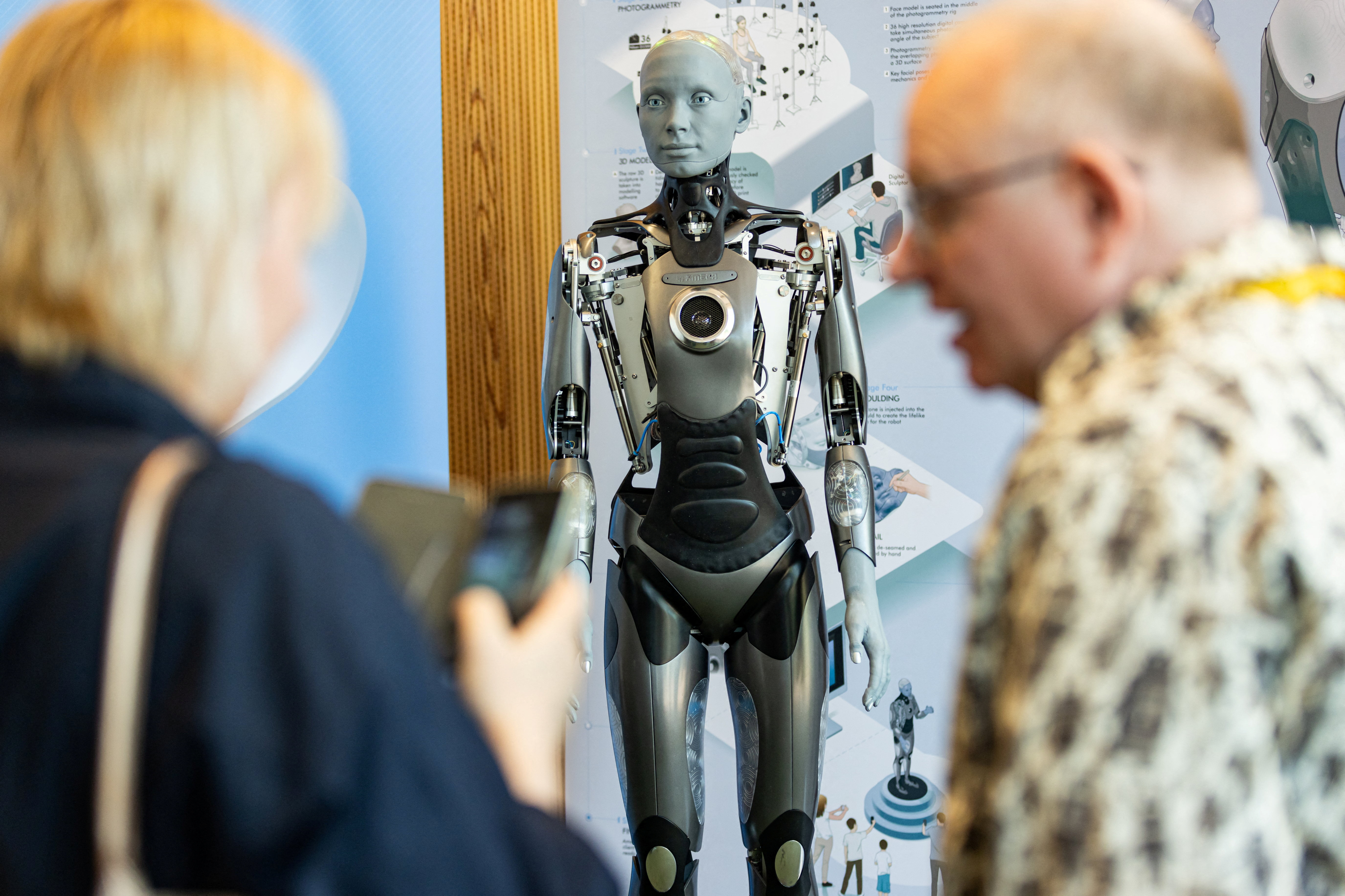 Humanoid robot 'Rmeca' is pictured at AI for Good Global Summit in Geneva