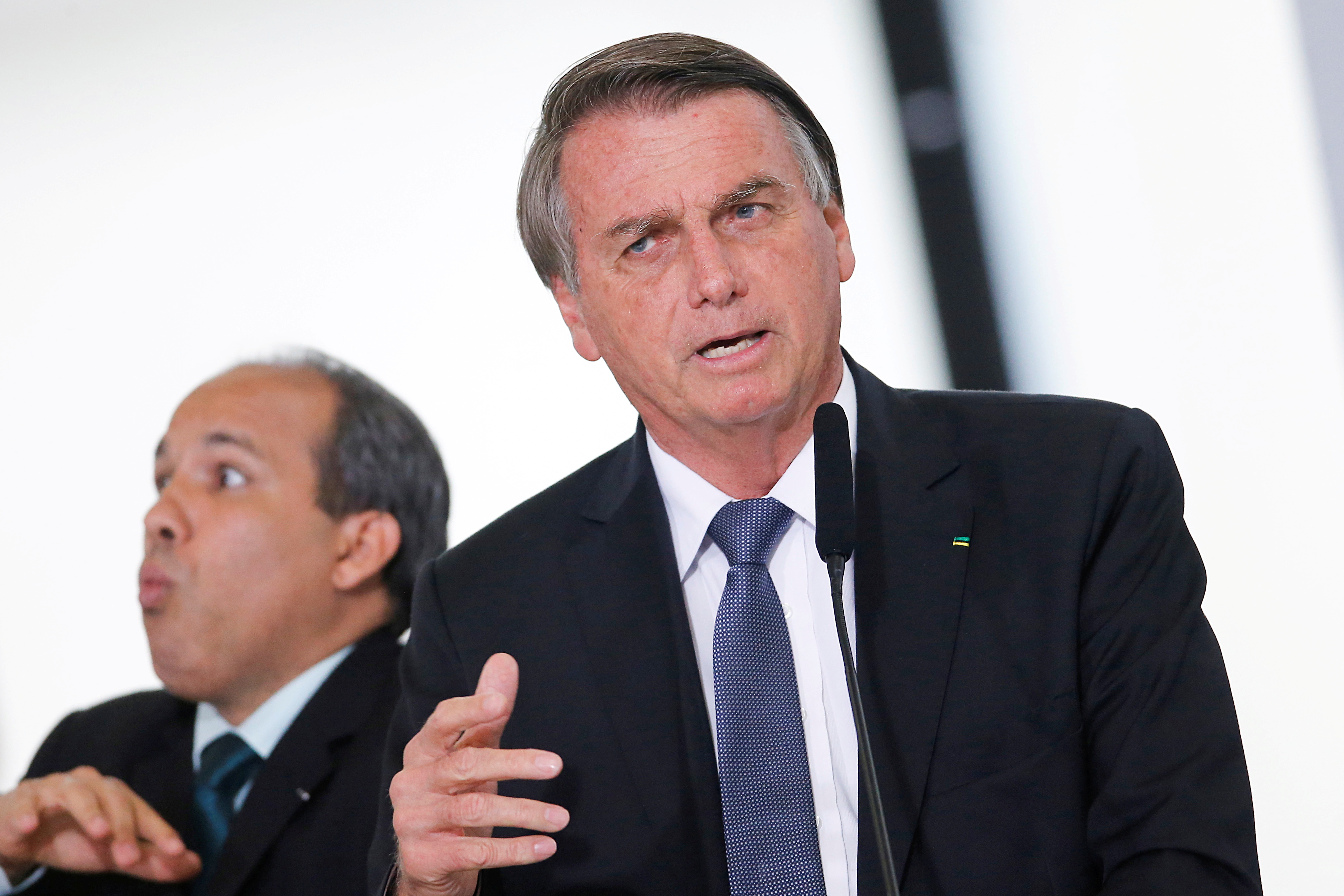 Brazil's President Jair Bolsonaro attends a signing decrees ceremony of gas assistance in Brasilia