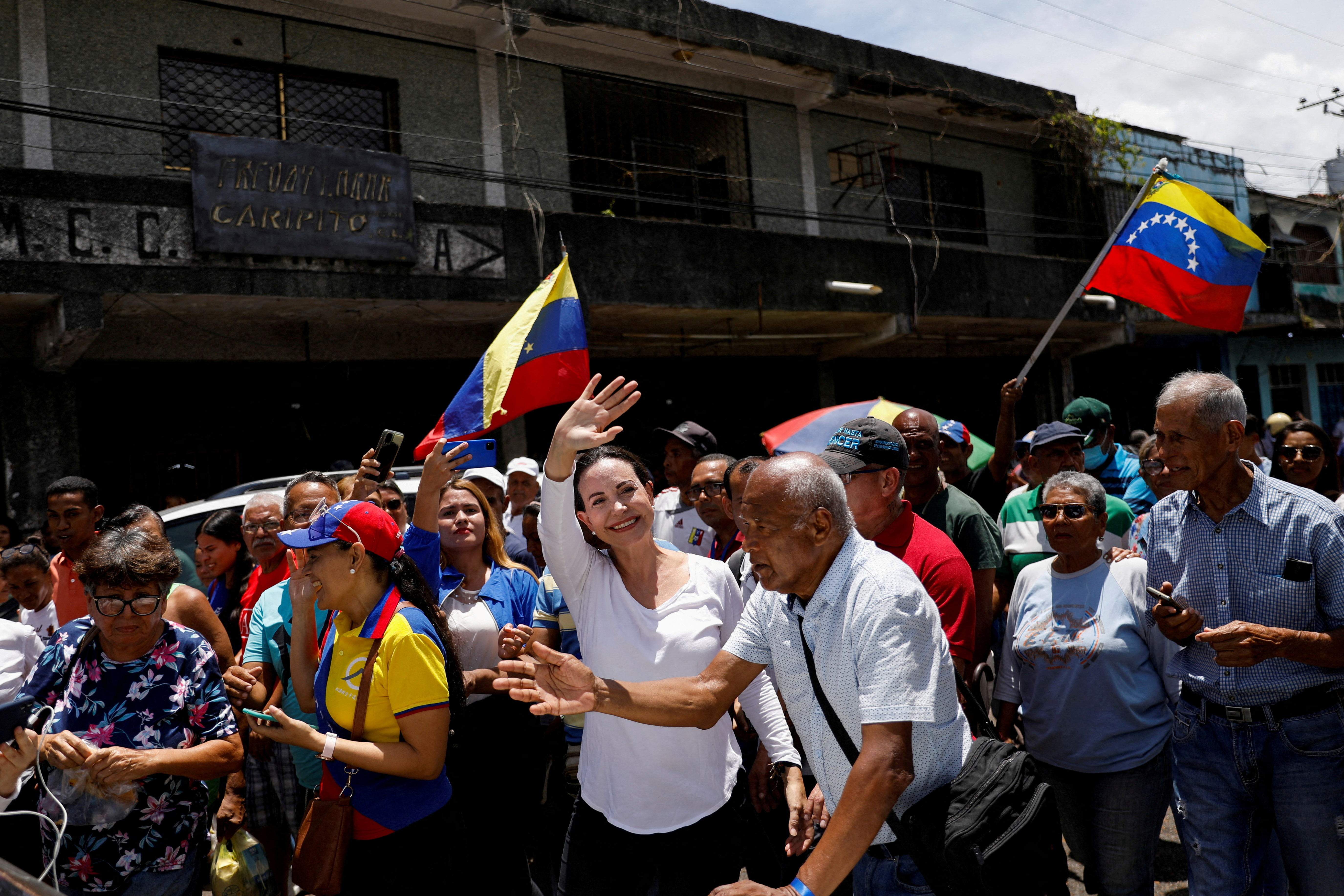 Venezuelan opposition leader Maria Corina Machado holds a rally  ahead of the presidential primary, in Monagas State
