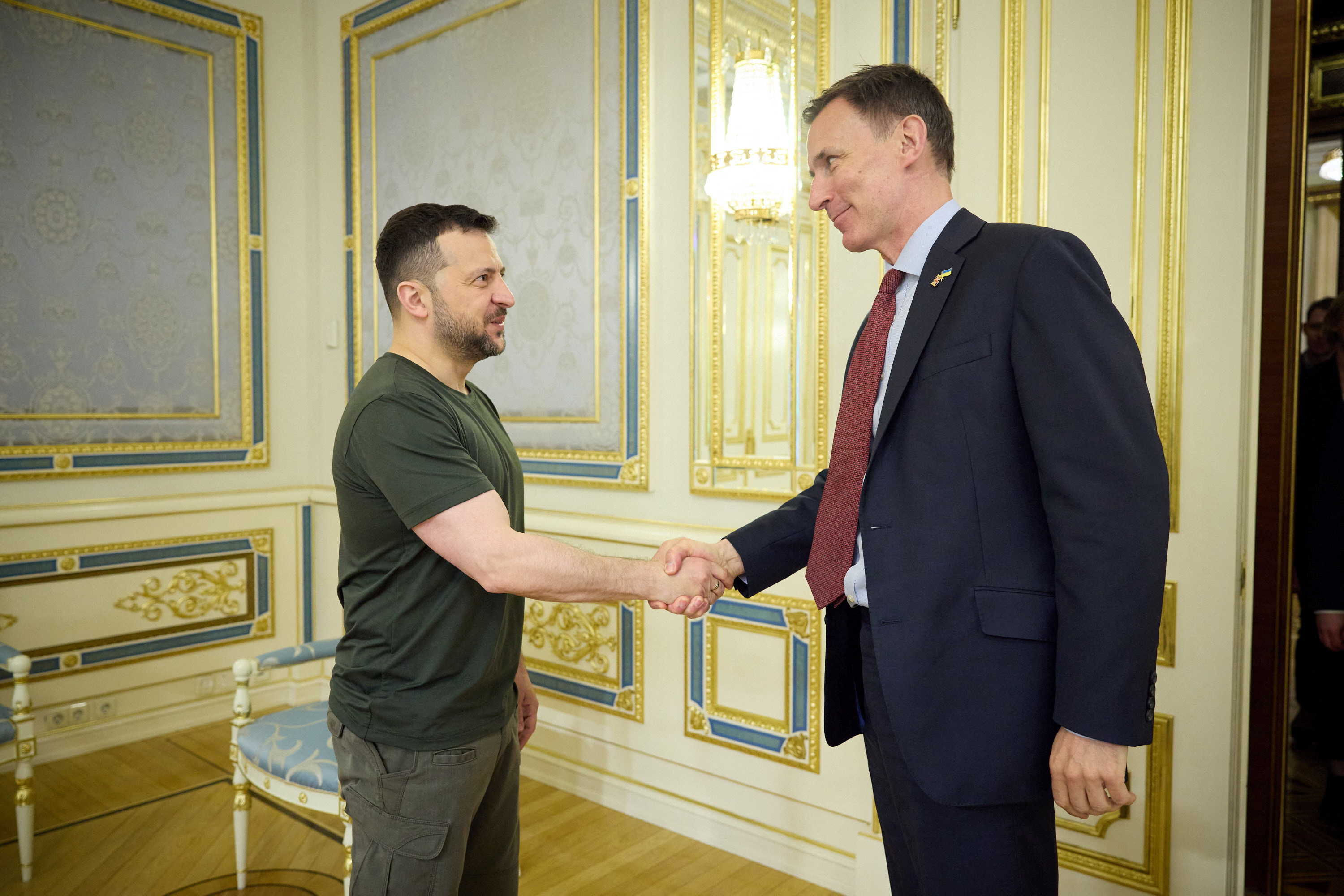 Ukrainian President Zelenskiy meets British Chancellor of the Exchequer Hunt