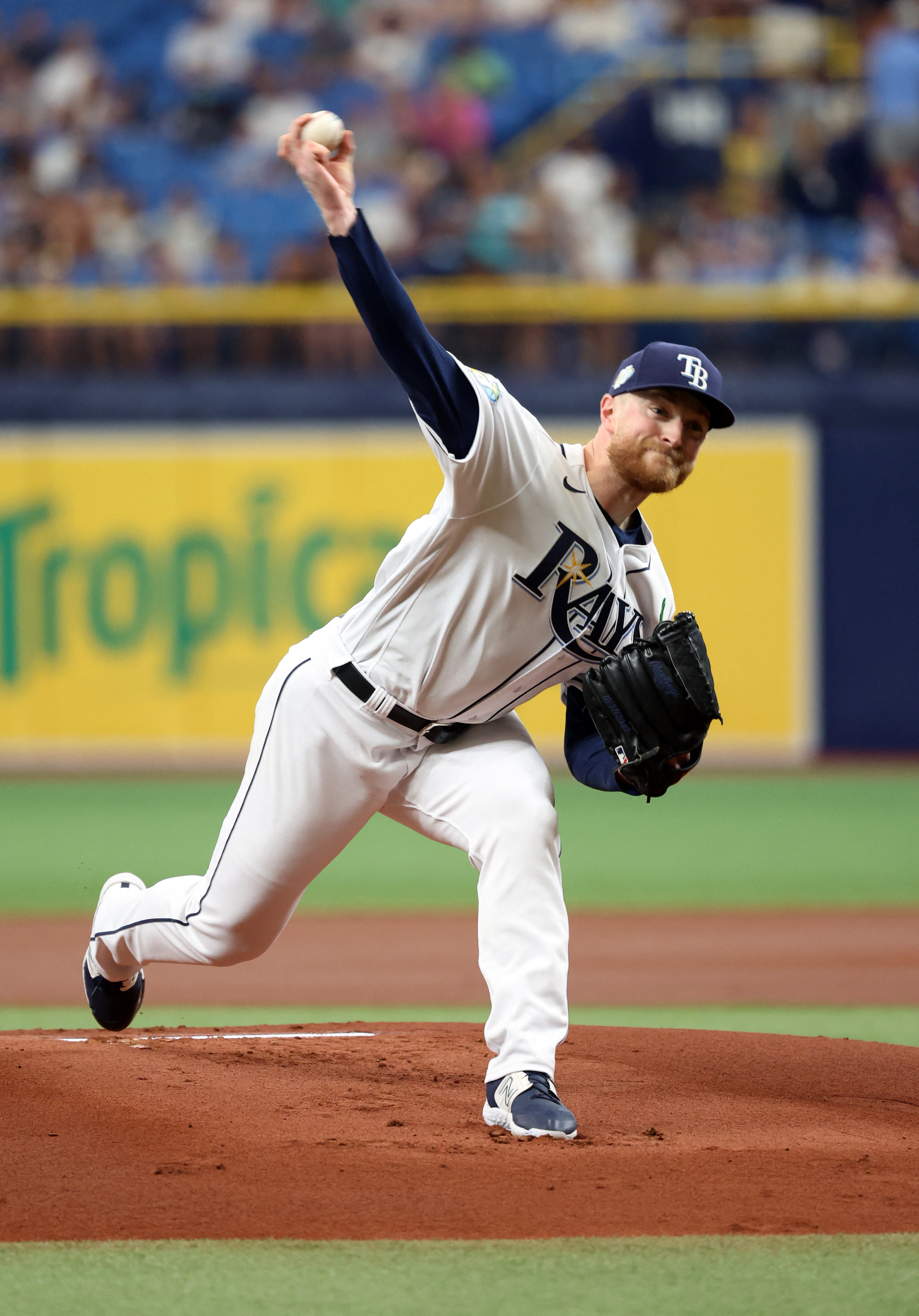 Tampa Bay Rays relief pitcher Jalen Beeks against the New York Yankees  during the seventh inning of a baseball game Saturday, May 6, 2023, in St.  Petersburg, Fla. (AP Photo/Chris O'Meara Stock