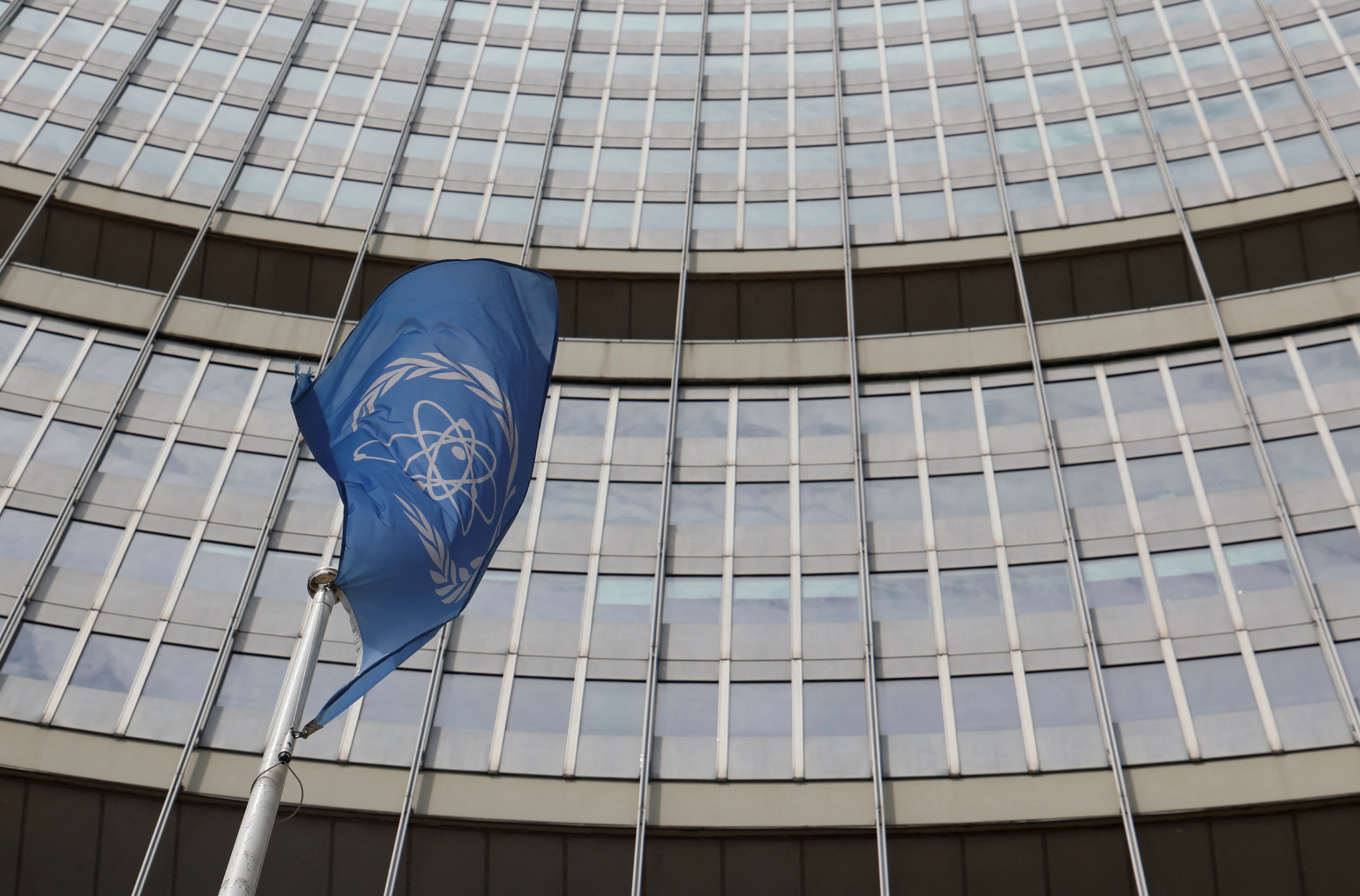 IAEA flag flutters in front of its headquarters in Vienna