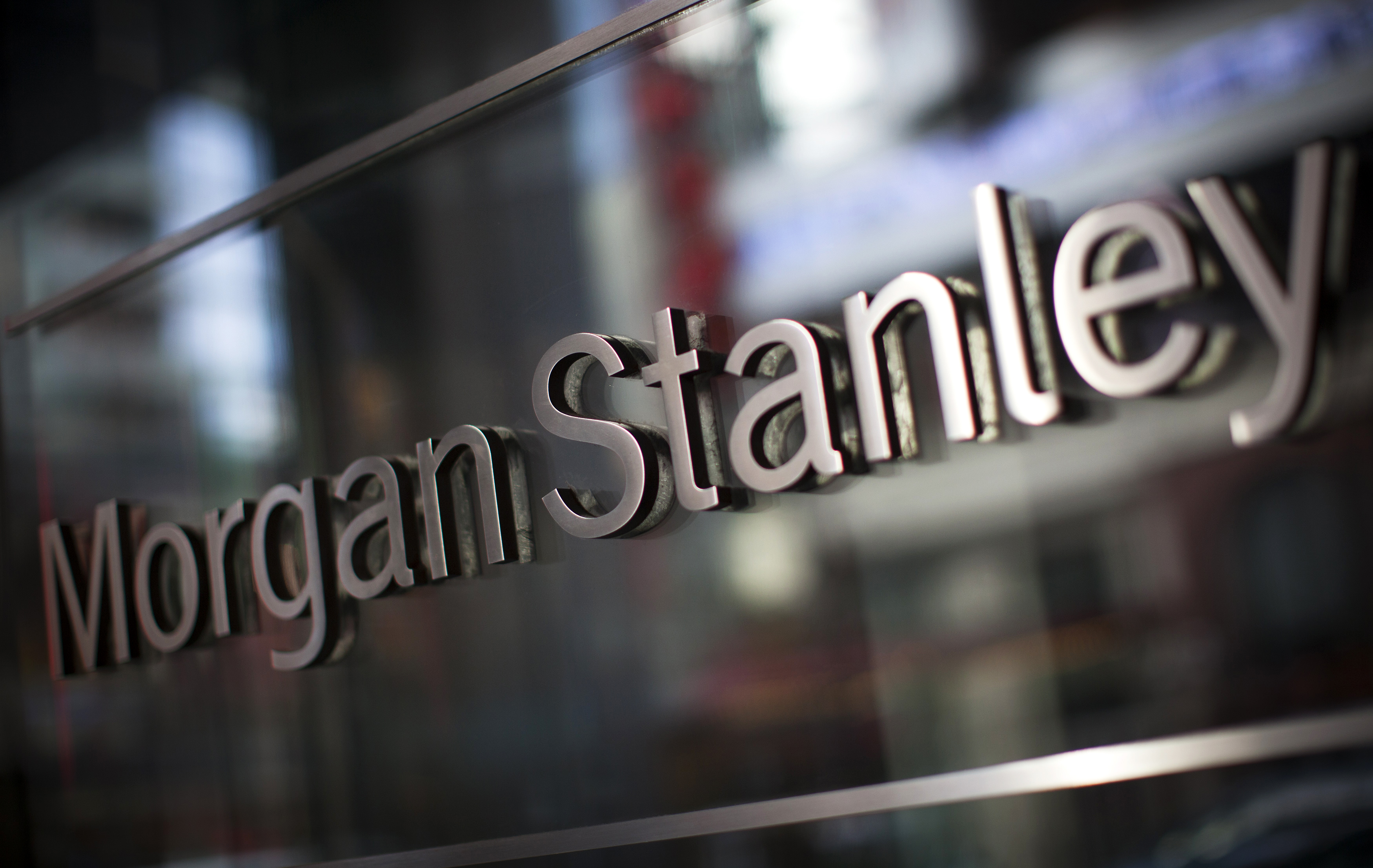 The corporate logo of financial firm Morgan Stanley is pictured on the company's world headquarters in the Manhattan borough of New York City