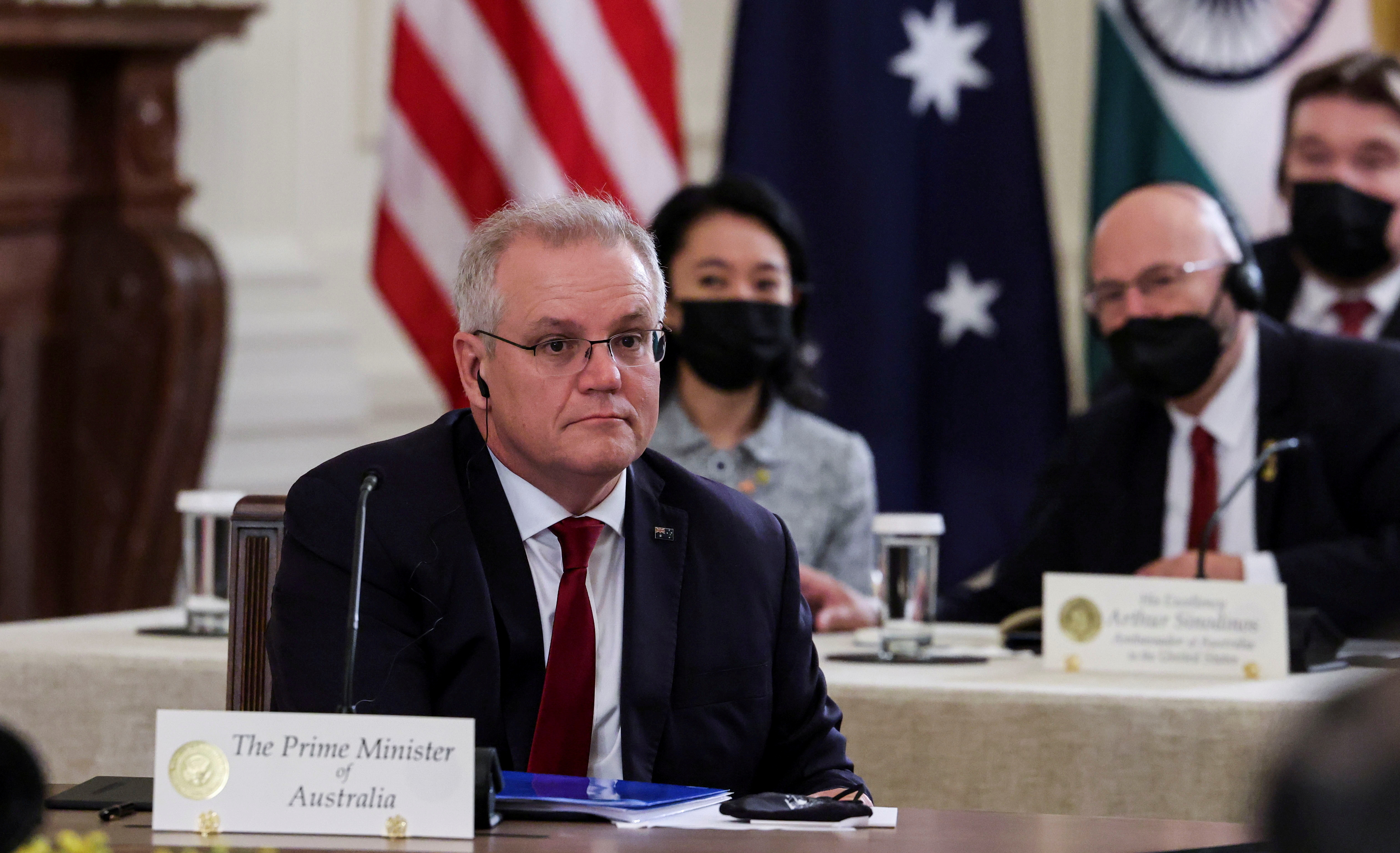 Australia's Prime Minister Scott Morrison at 'Quad' summit at the White House in Washington