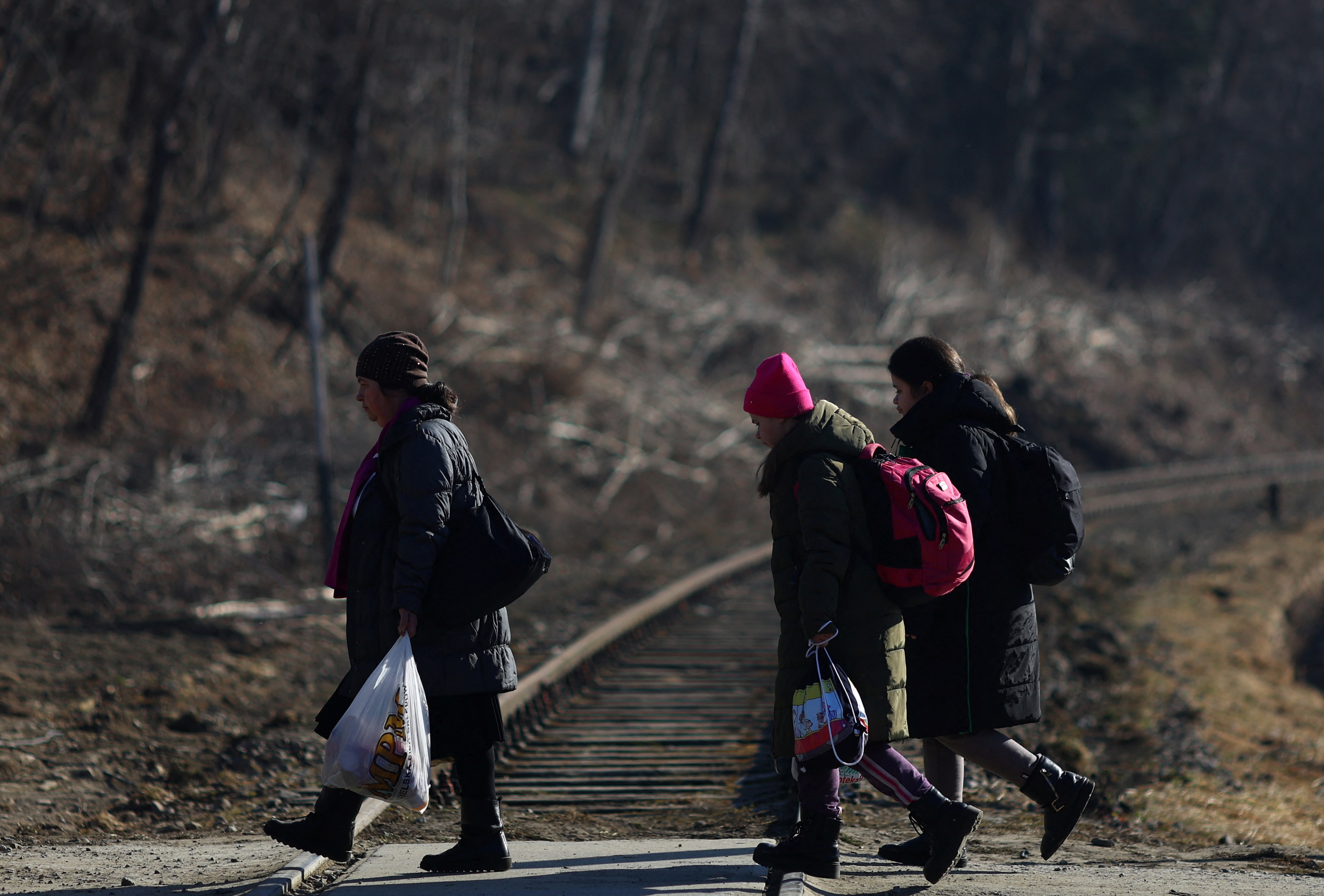 People fleeing from Russia's invasion of Ukraine, in Kroscienko