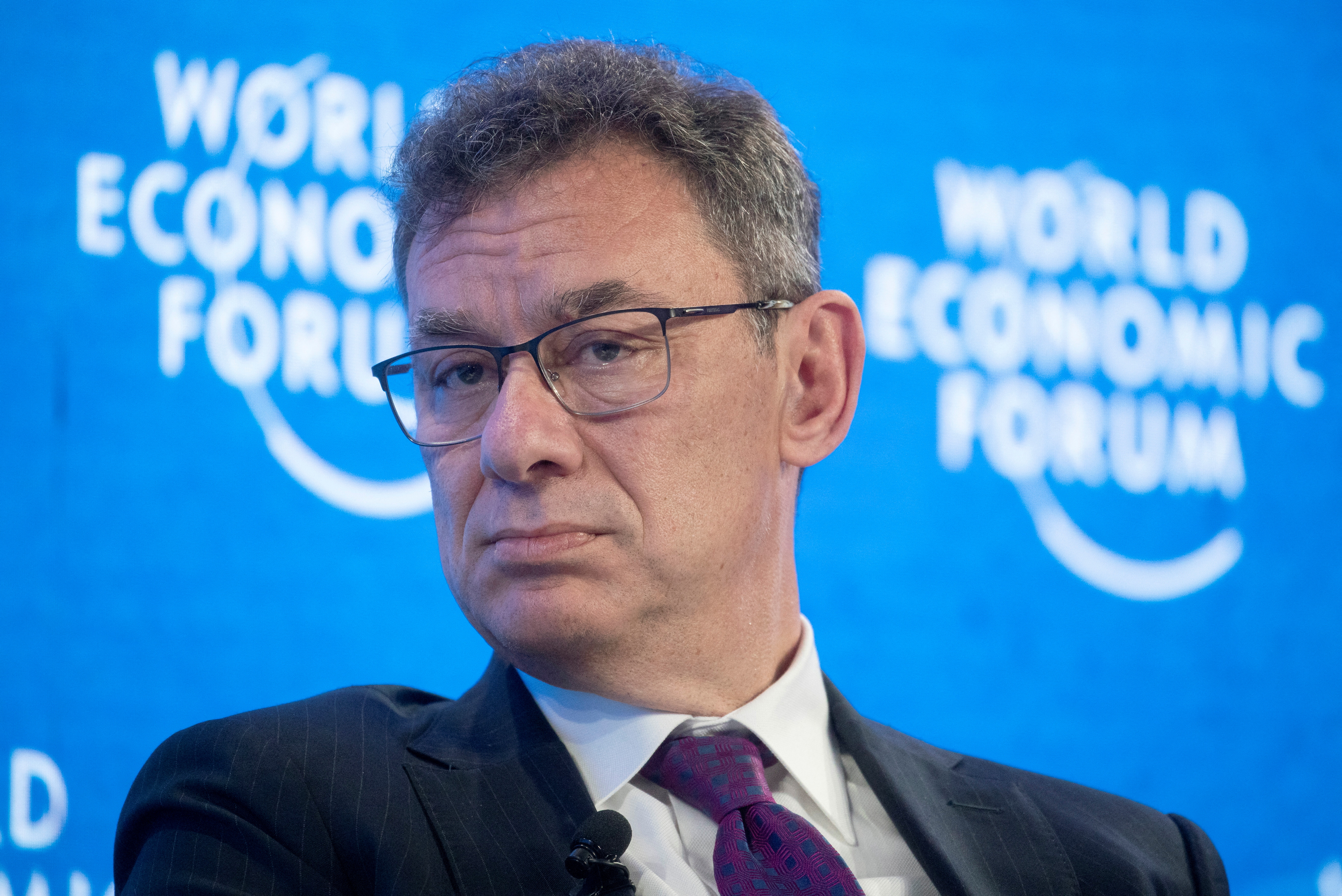 Bourla, CEO of Pfizer attends a discussion at the World Economic Forum in Davos