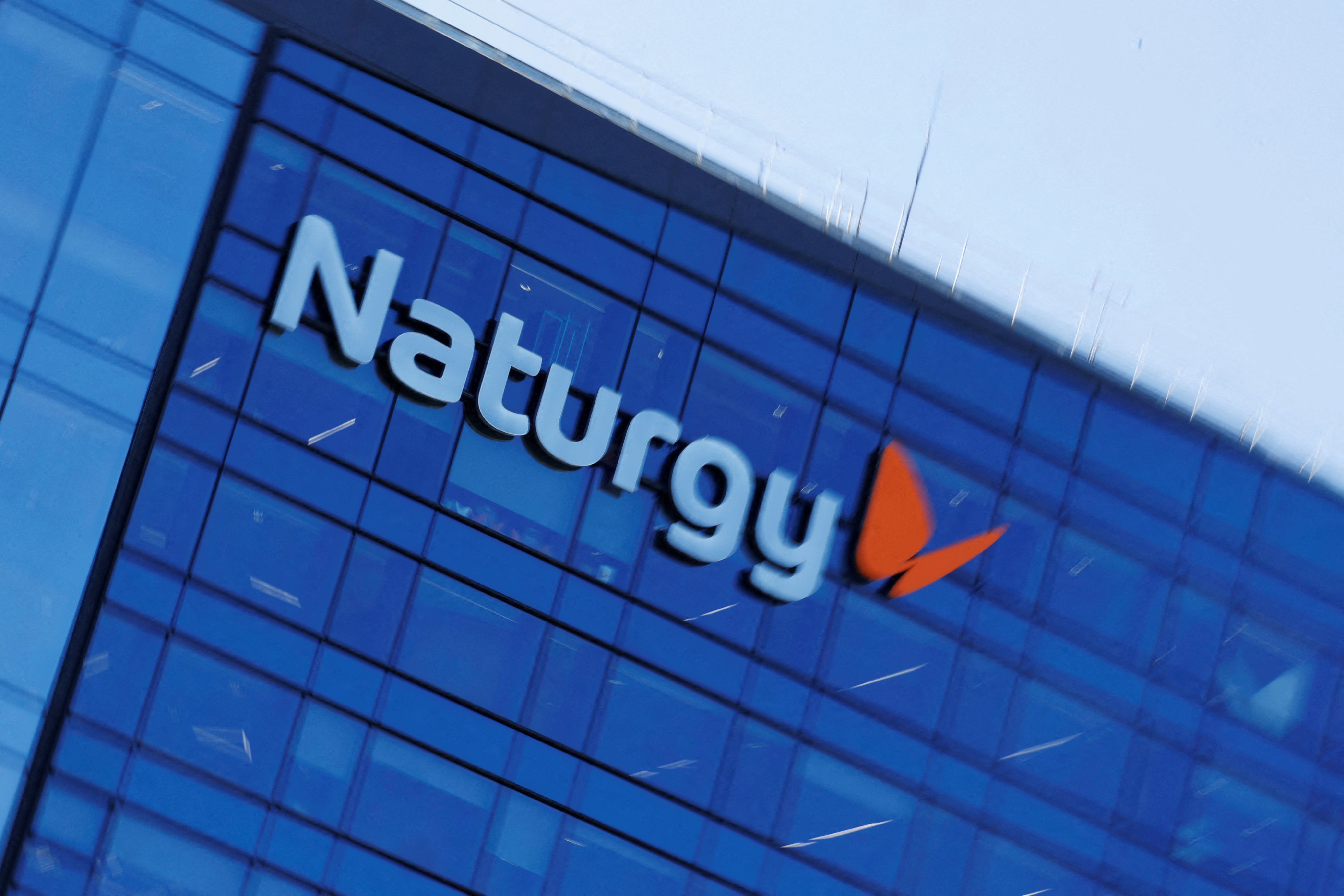 The logo of Spanish energy company "Naturgy" is seen in its headquarters in Madrid