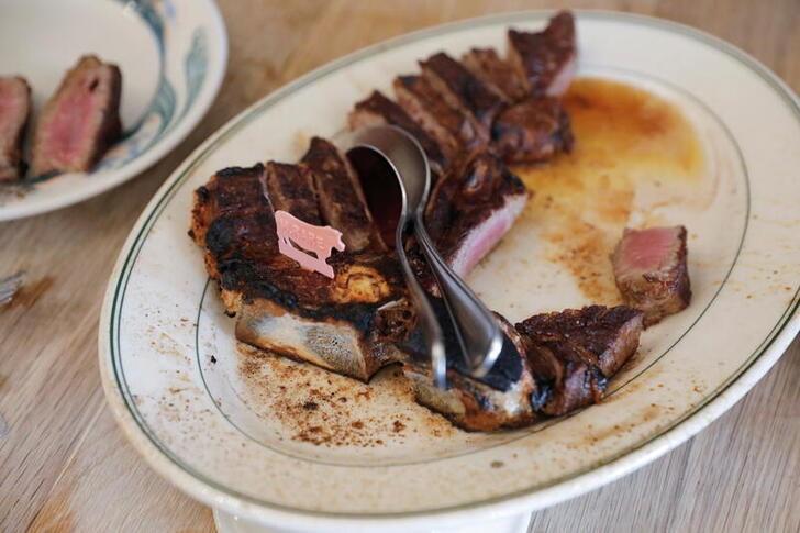 A serving of steak is seen in Brooklyn, New York City