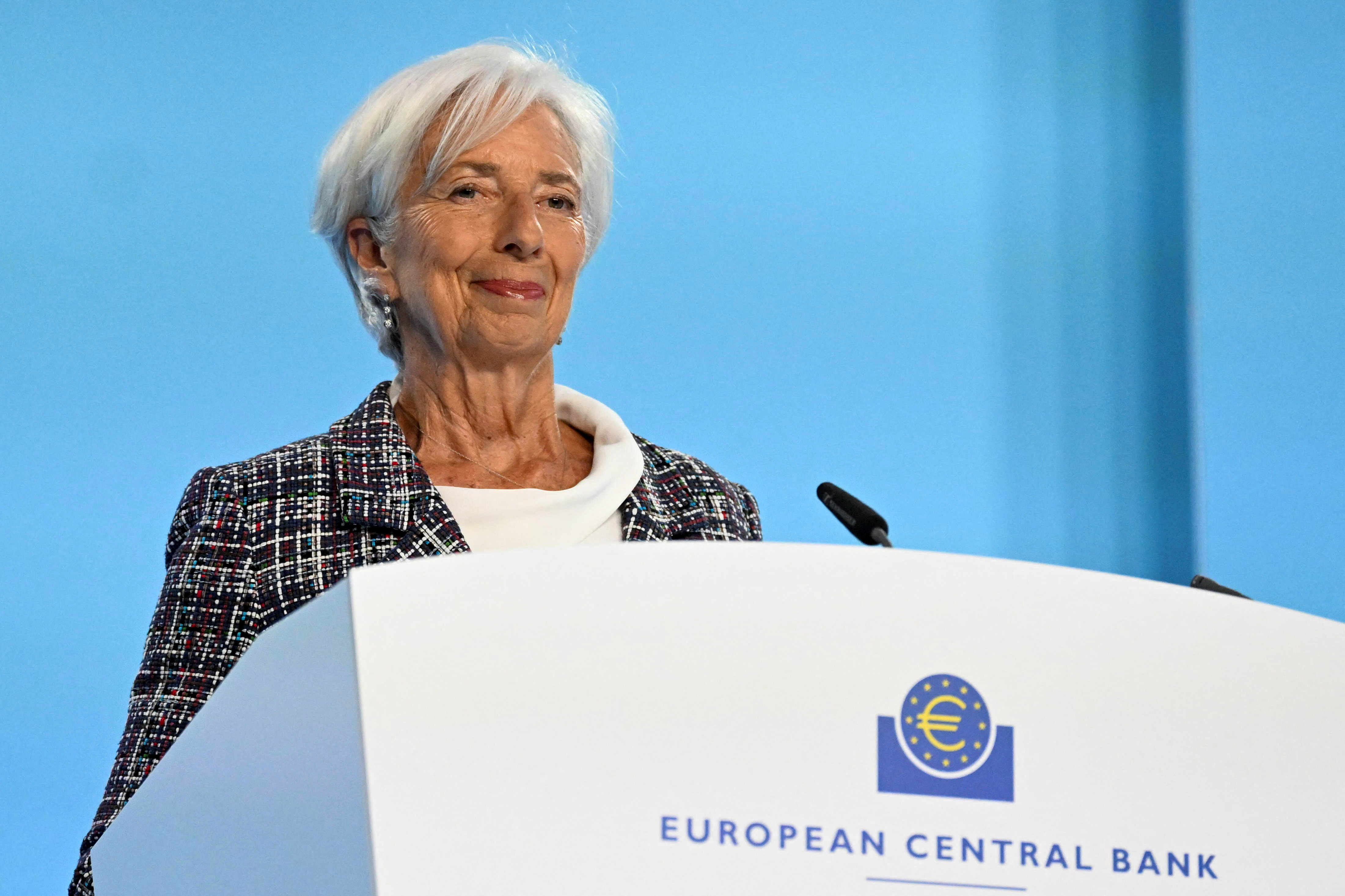 ECB president Lagarde attends a press conference following the Governing Council's monetary policy meeting, in Frankfurt