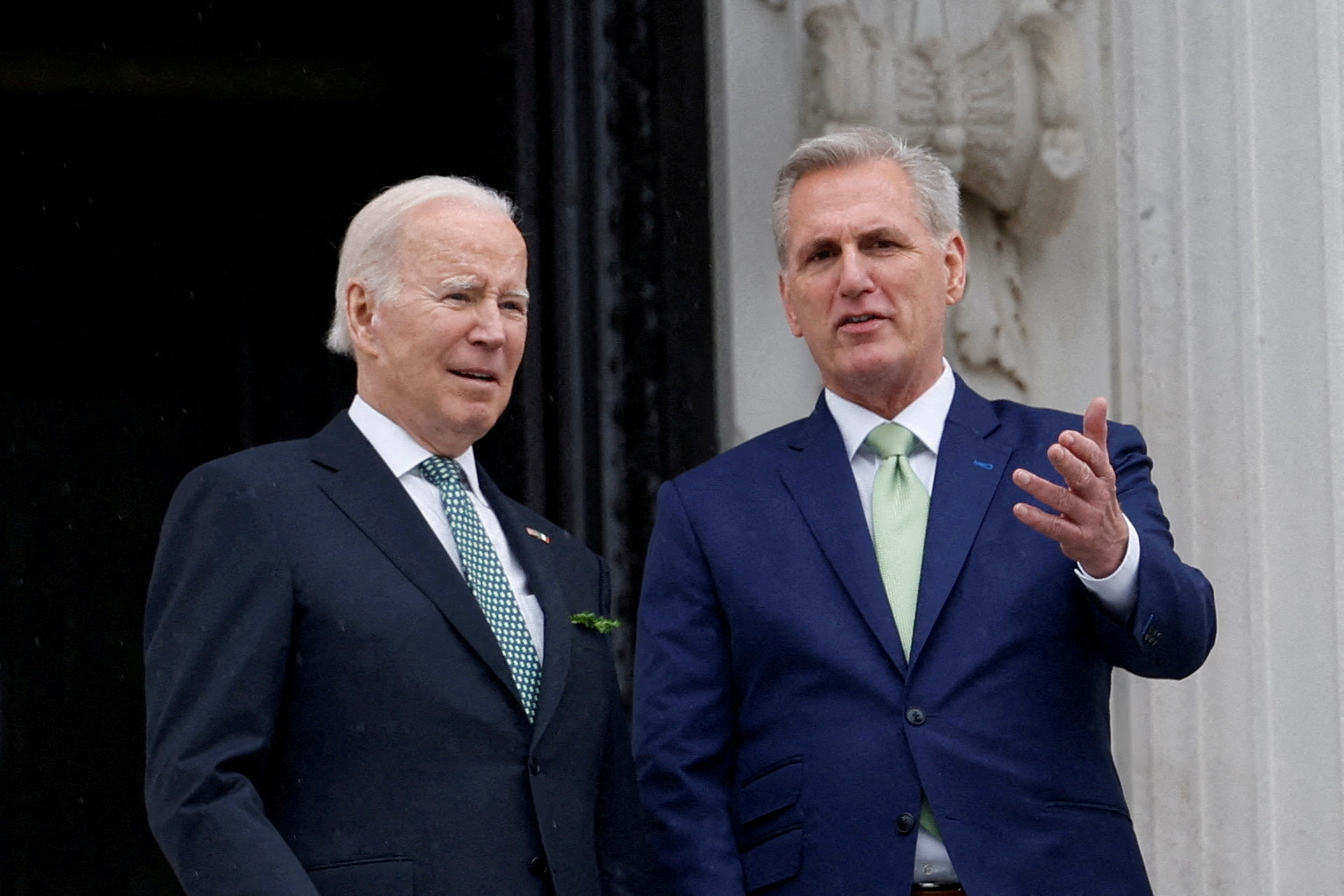 US President Joe Biden and House Speaker Kevin McCarthy after the annual Friends of Ireland luncheon in Washington