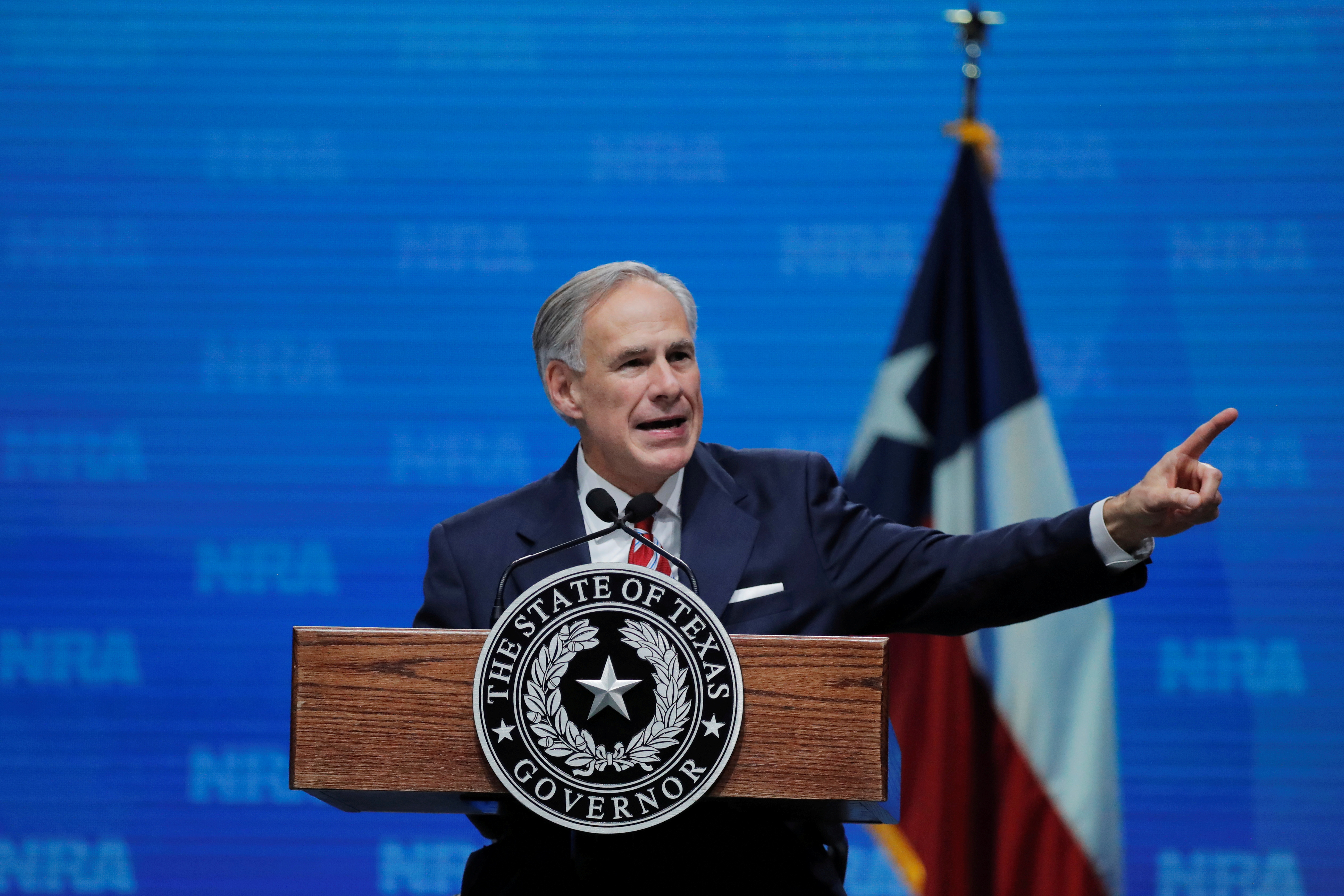 Texas Governor Greg Abbott speaks in Dallas, Texas