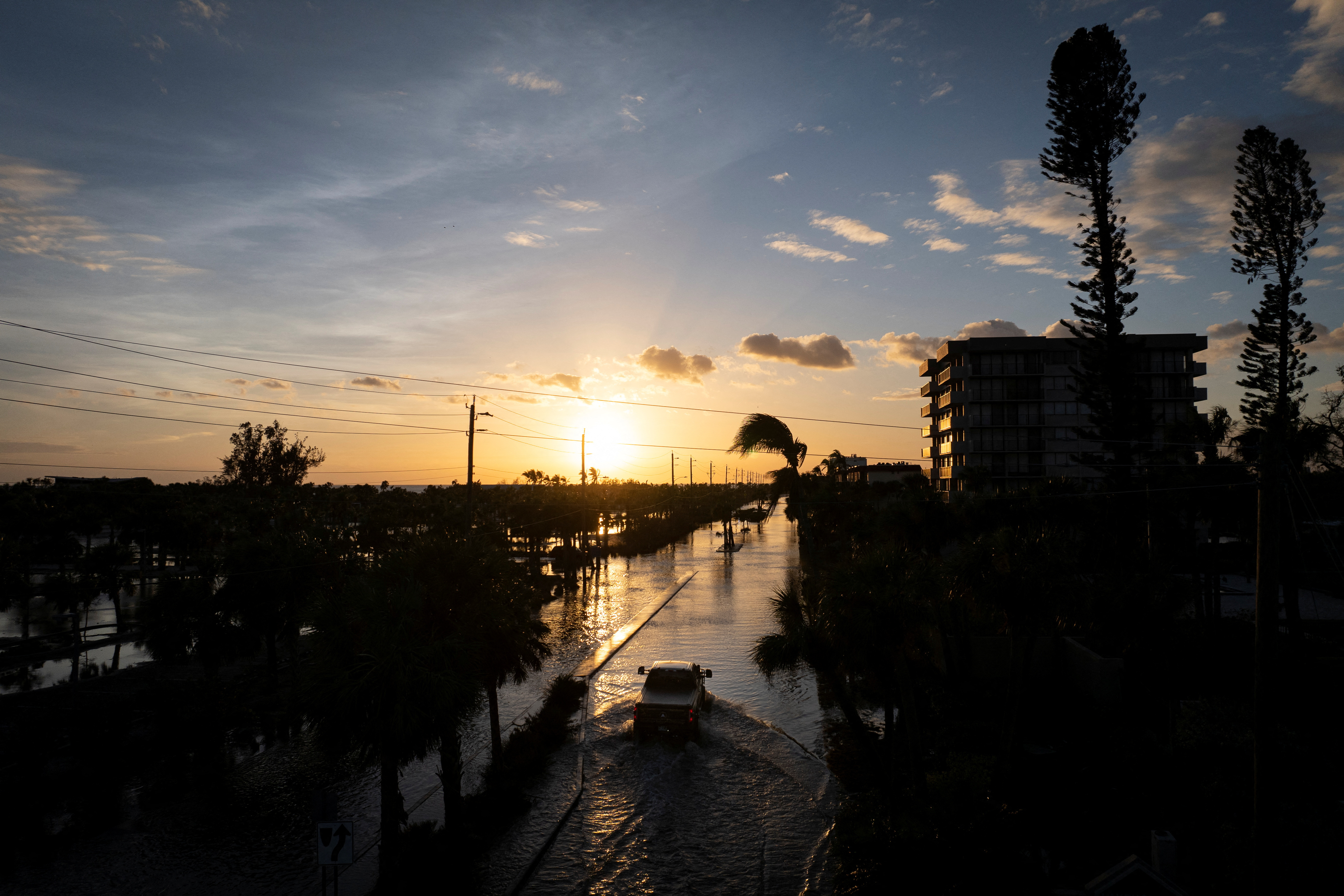 Aftermath of Hurricane Milton’s landfall in Siesta Key, Florida