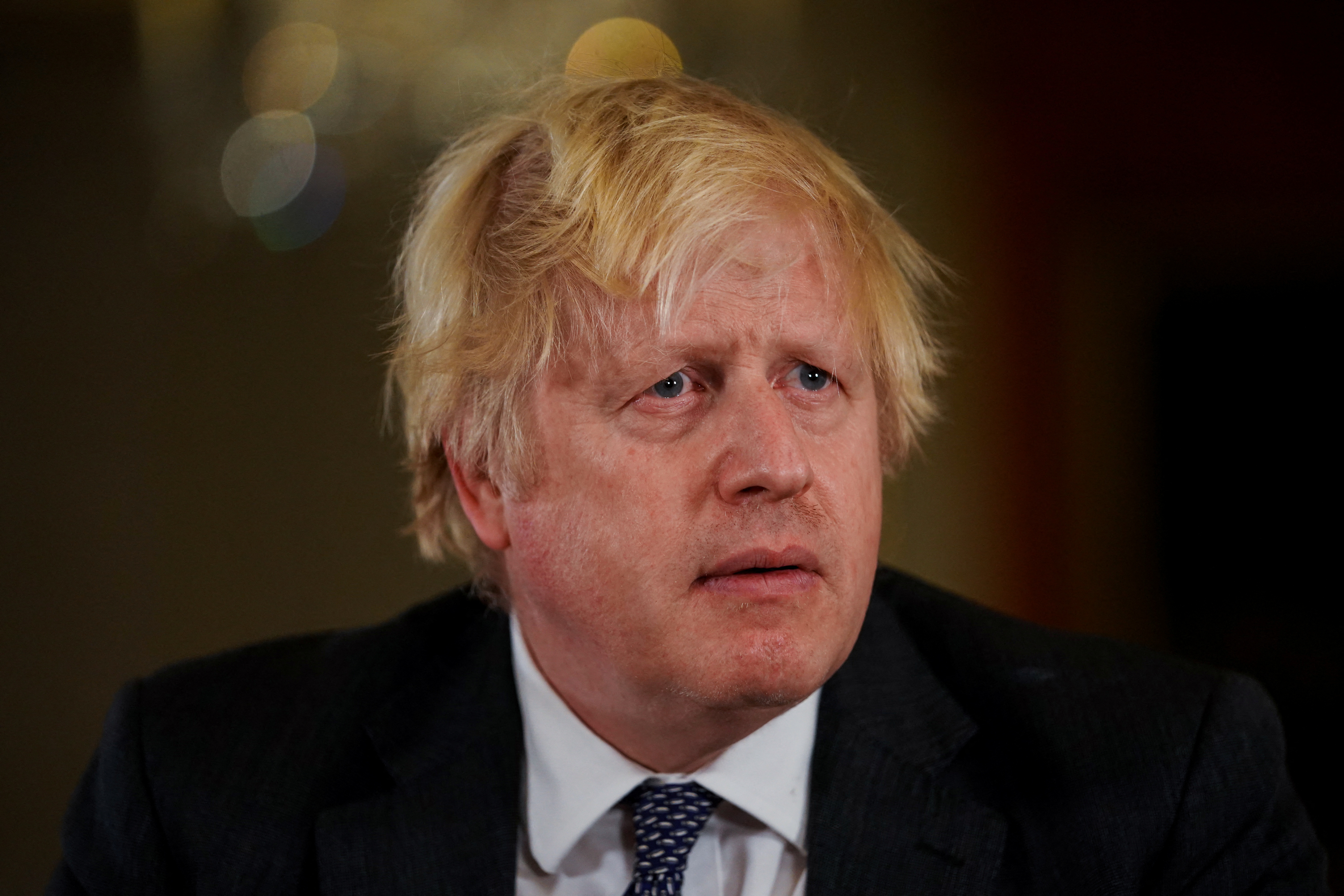 British Prime Minister Boris Johnson records an address to the nation, to provide an update on the booster vaccine COVID-19 programme