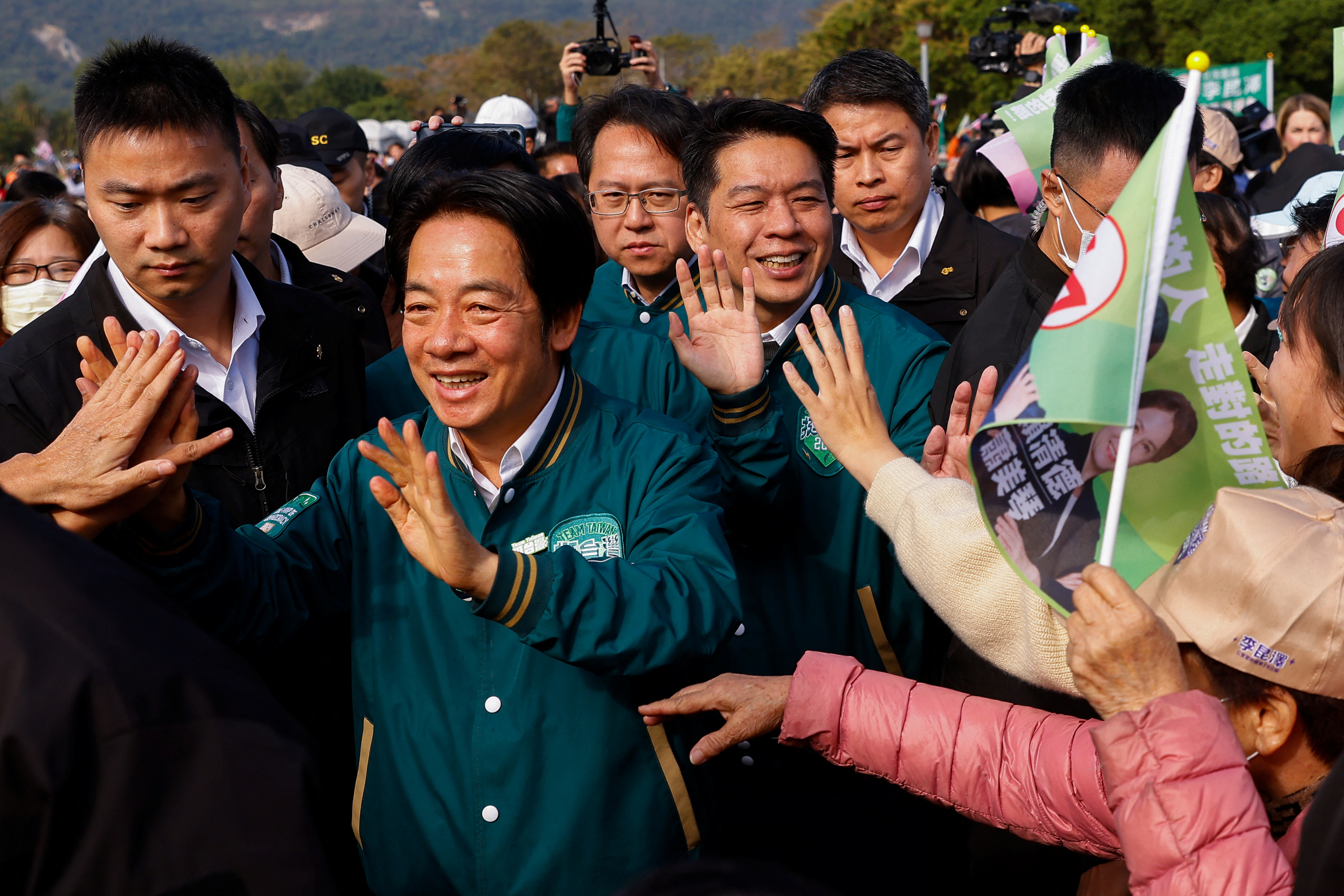 Lai Ching-te, Taiwan's vice president and the ruling Democratic Progressive Party's (DPP) presidential candidate arrives an election campaign event in Kaohsiung