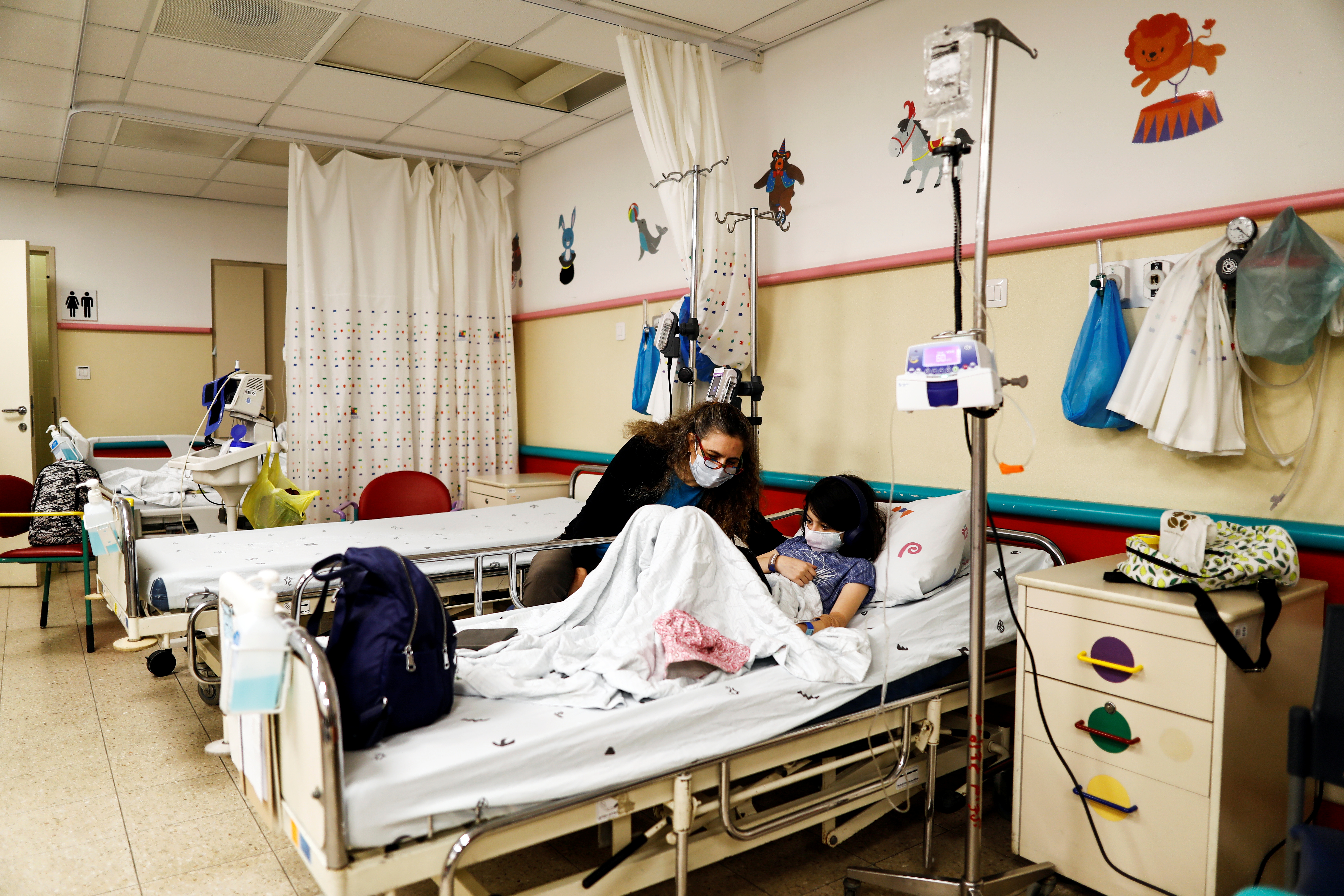 Children are treated in the post-coronavirus clinic of Schneider Children's Medical Center, in Petah Tikva