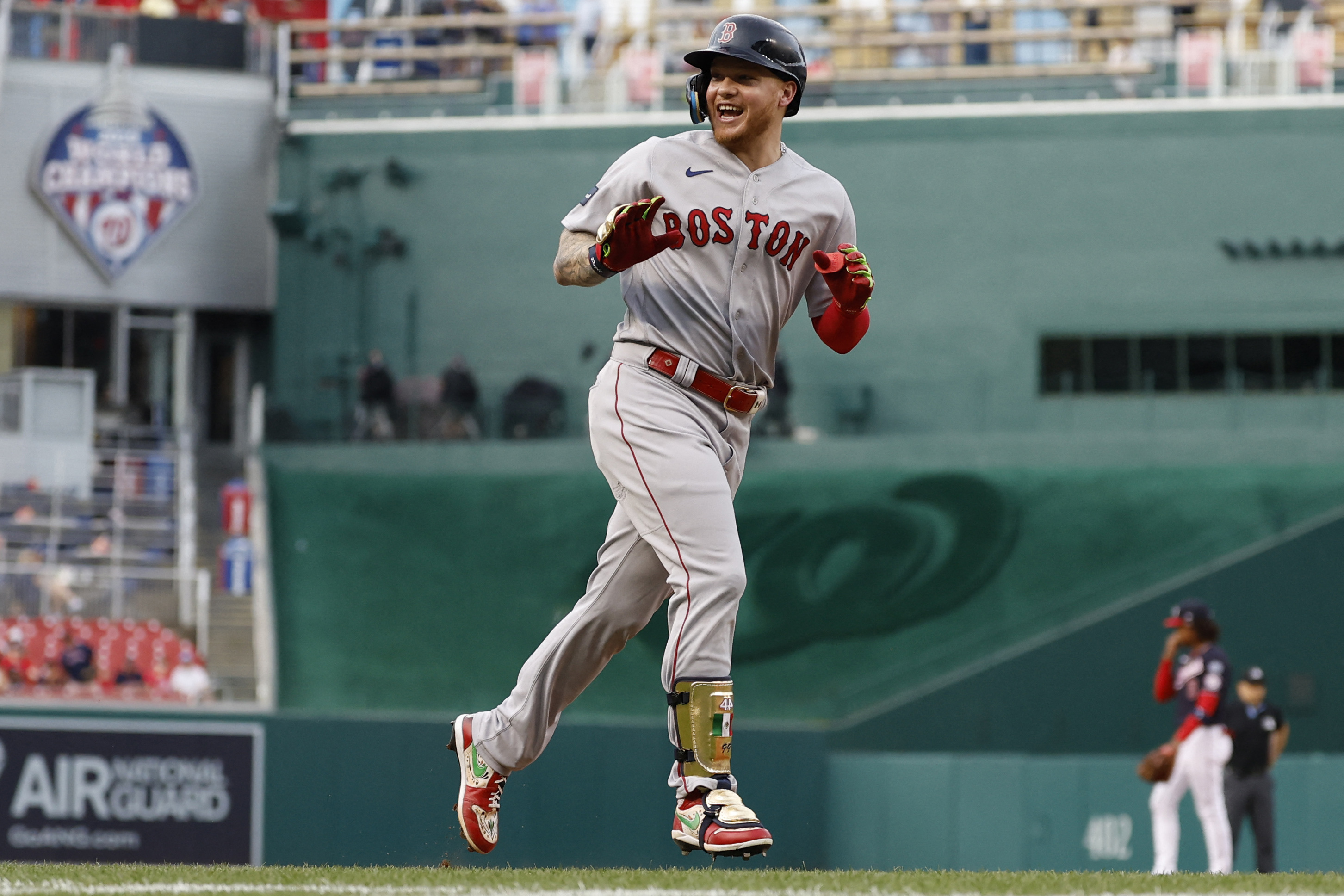 Alex Verdugo #99 Boston Red Sox at Washington Nationals August 15, 2023  Game Used Road Jersey, 1 for 4, 1 Run, 1 Home Run, 2 RBI, Size 44