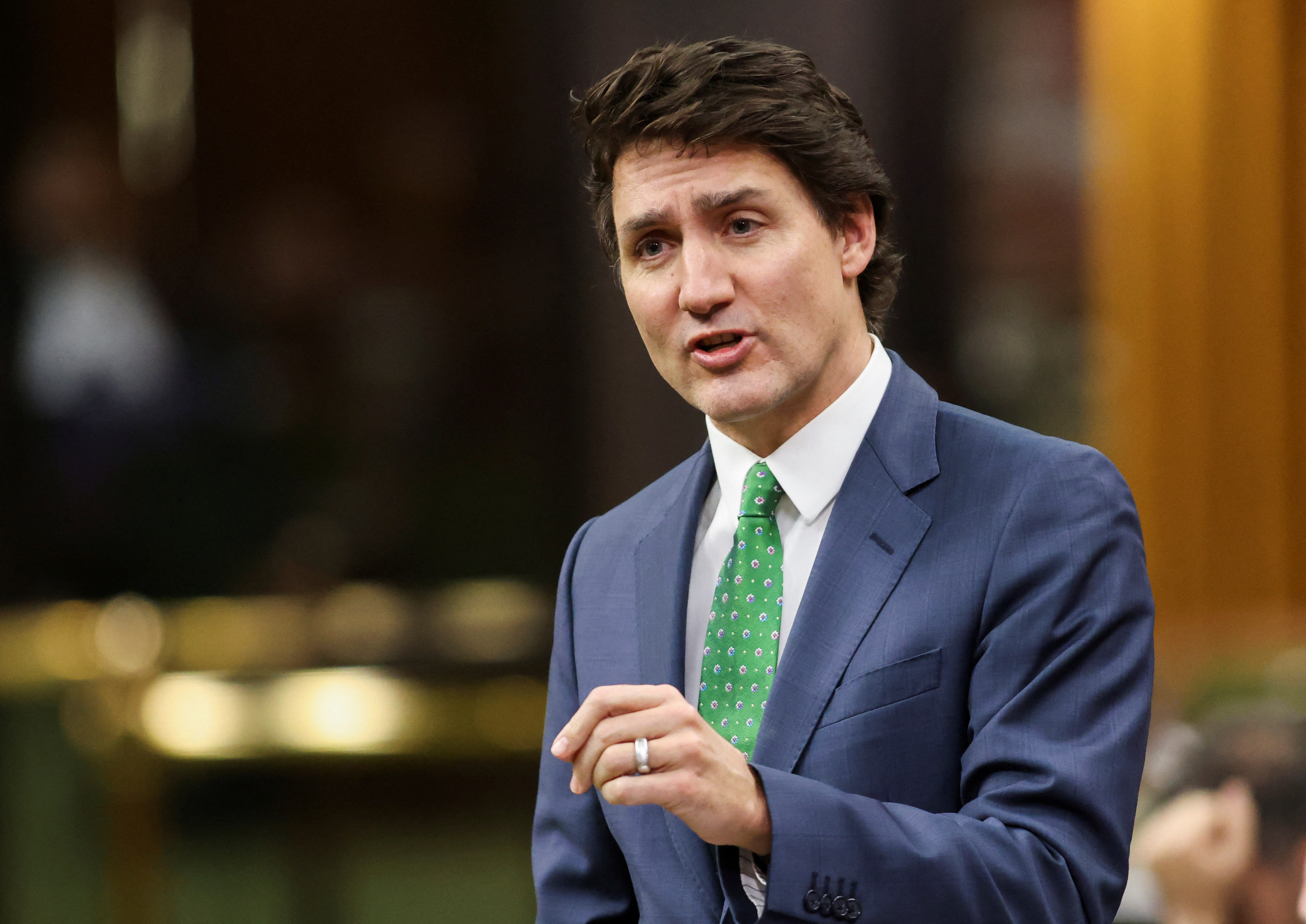 Canada's PM Trudeau speaks in parliament during Question Period in Ottawa
