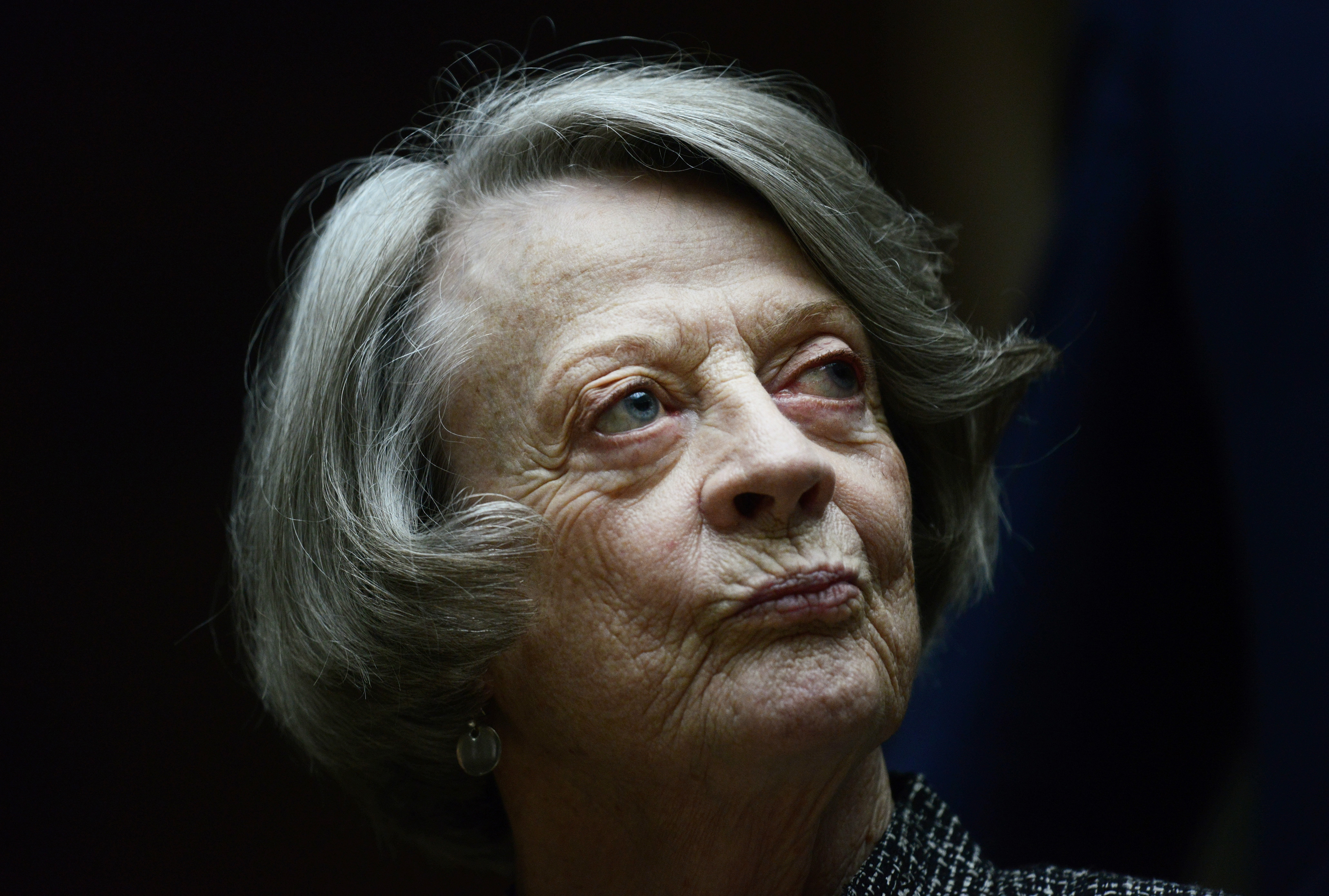 Downton Abbey cast member Maggie Smith poses for the media at a hotel in London