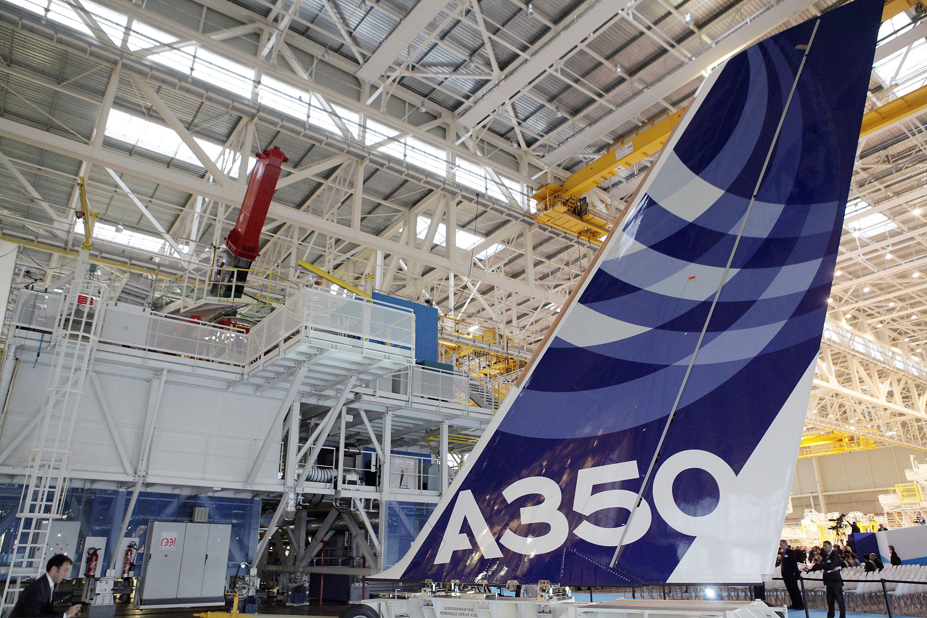 The vertical tail wing of the first Airbus A350