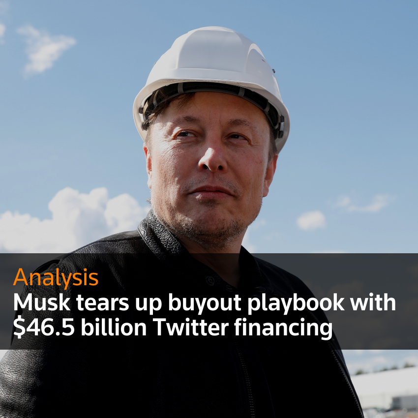 Musk rompe el libro de jugadas de compra con un financiamiento de Twitter de $ 46.5 mil millones