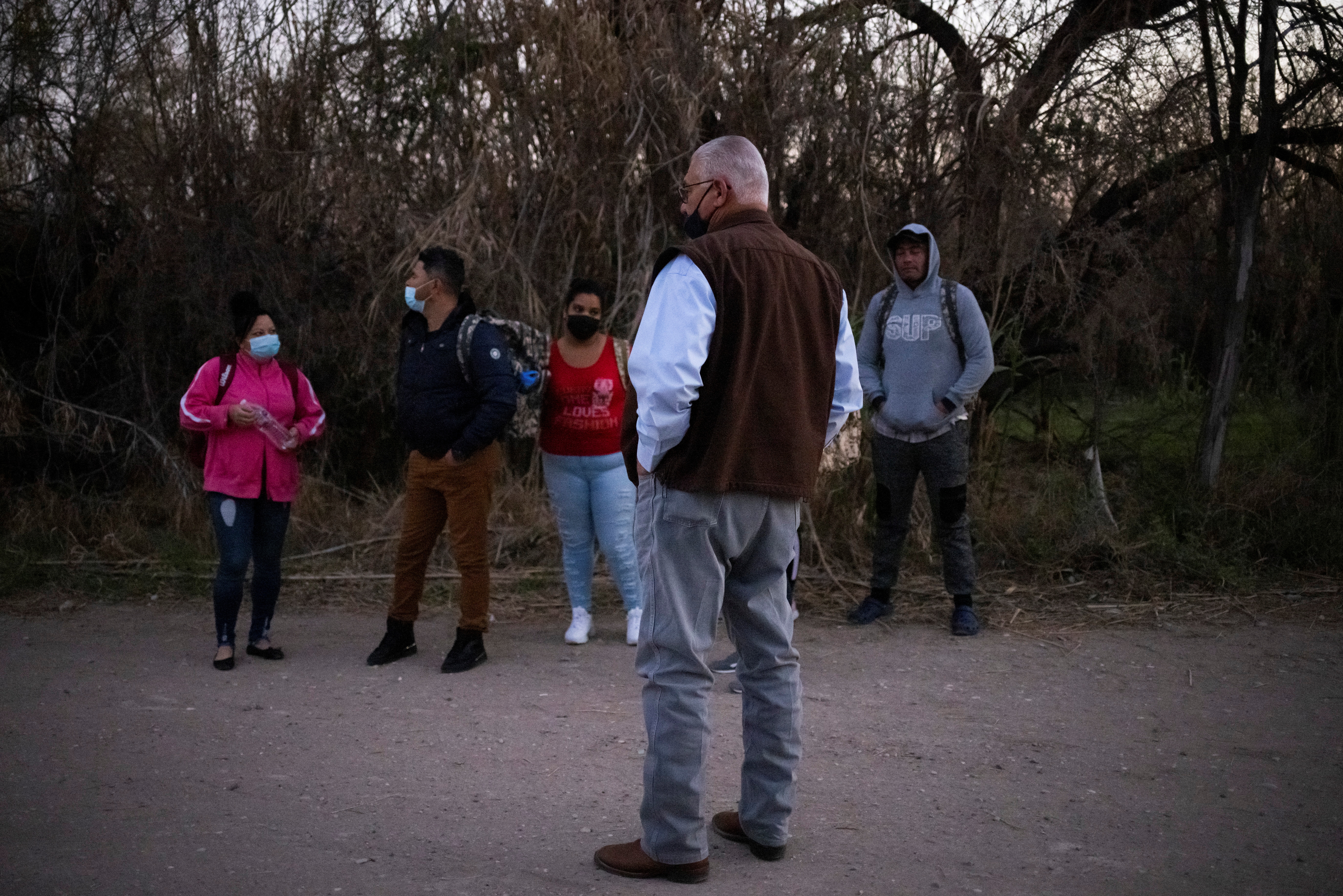 Migrants are stopped in Del Rio, Texas