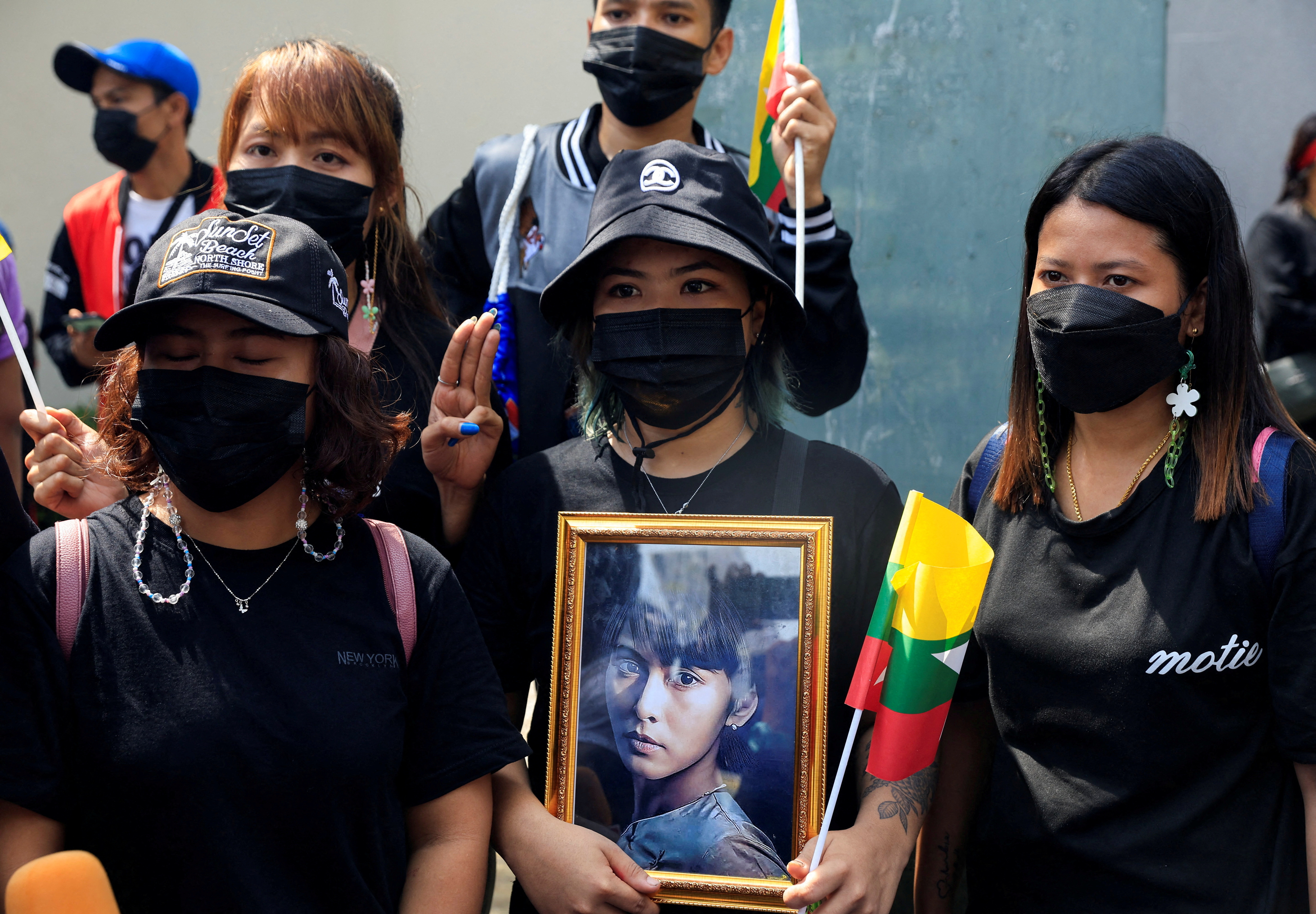 Myanmar citizens protest in Bangkok