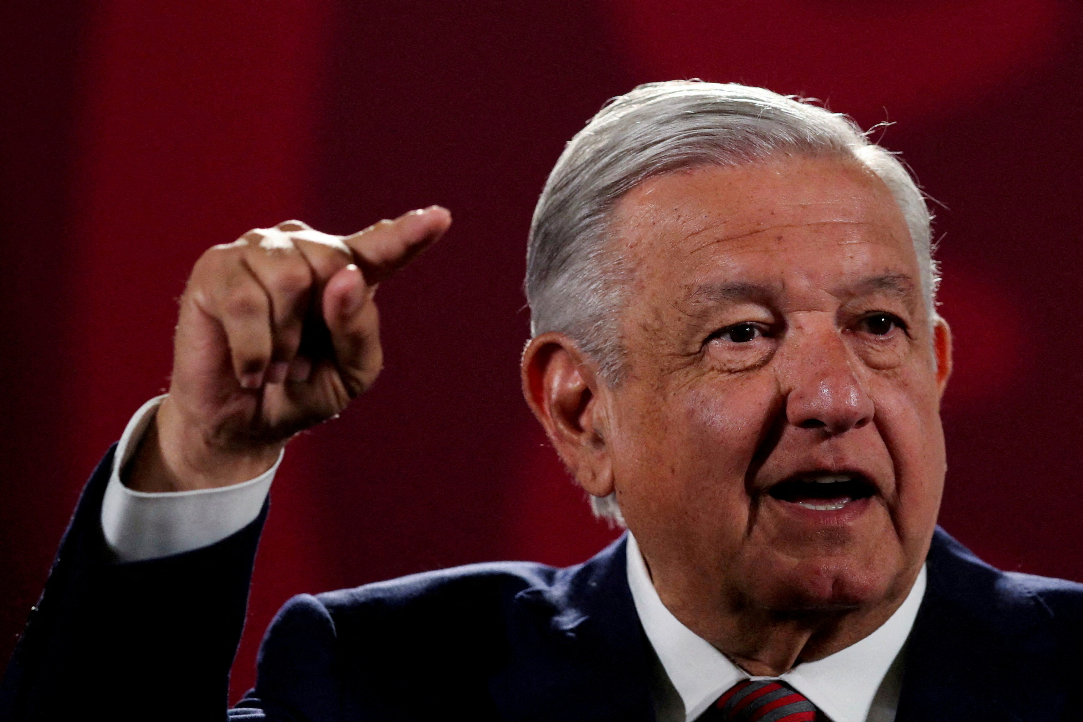 Mexico's President Lopez Obrador attends daily news conference at the National Palace