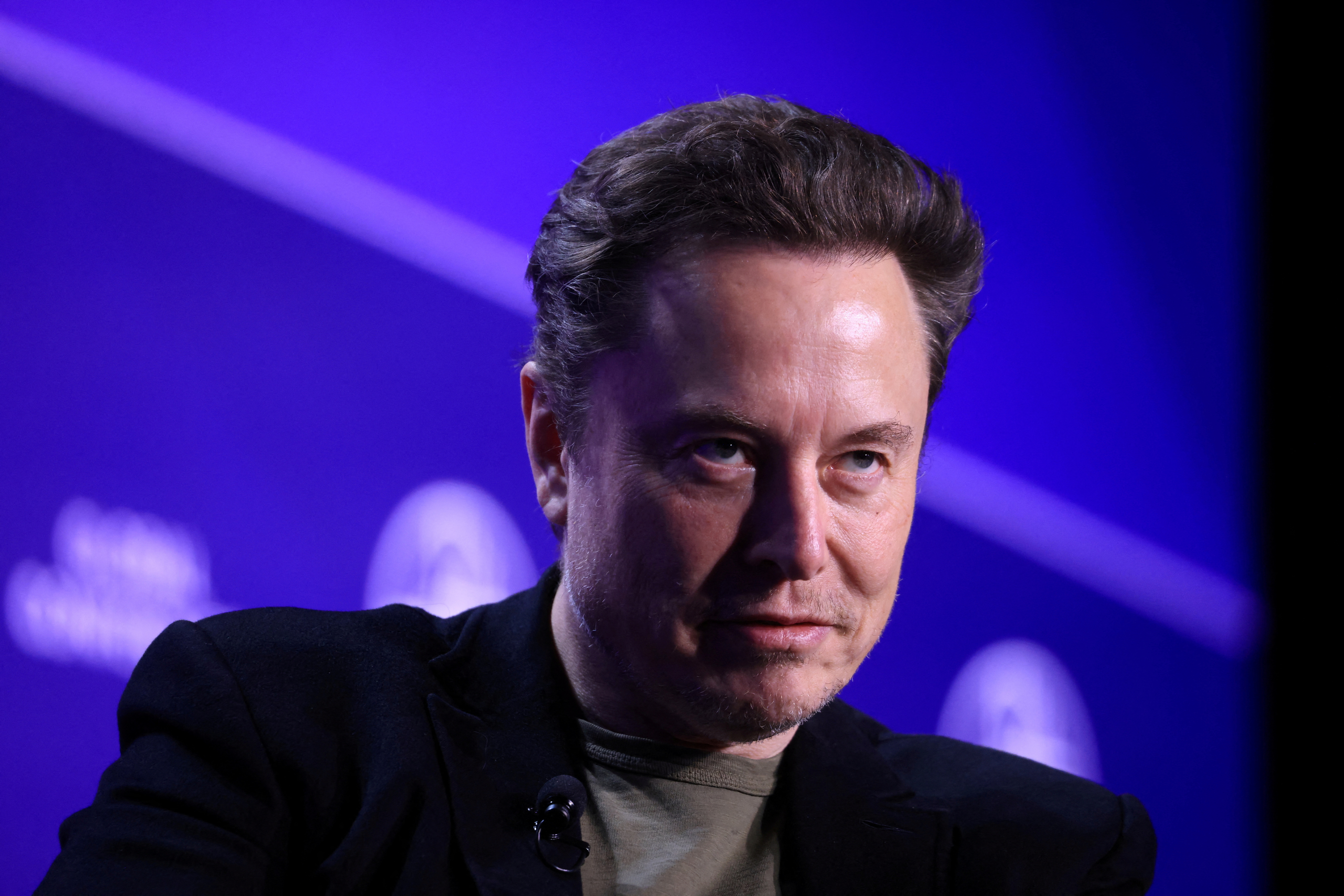 Tesla's Musk is shown at a conference in Beverly Hills
