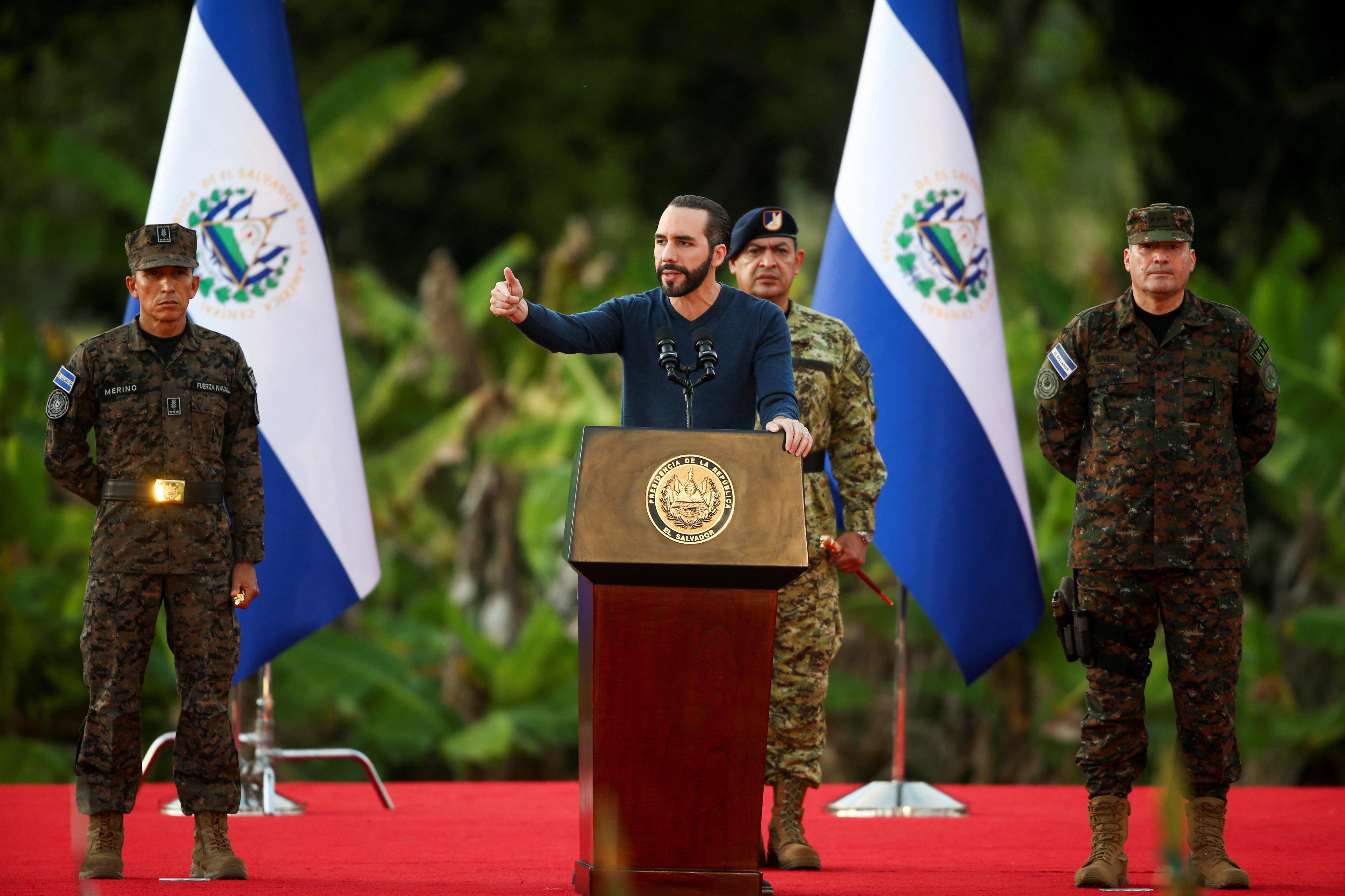El Salvador's President Nayib Bukele announces the fifth phase of the Territorial Control plan in San Salvador, El Salvador