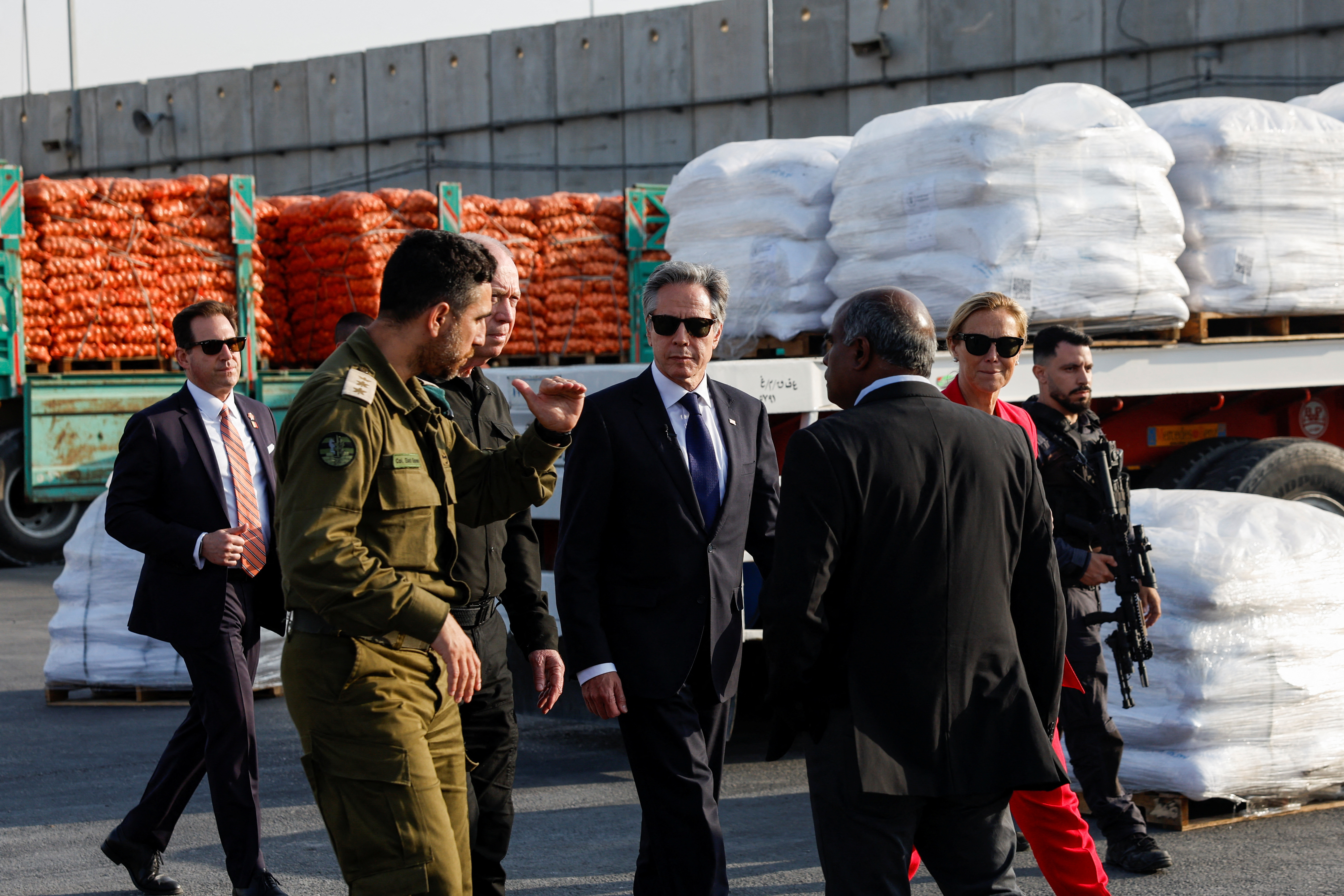 U.S. Secretary of State Blinken visits the Kerem Shalom border crossing to Gaza